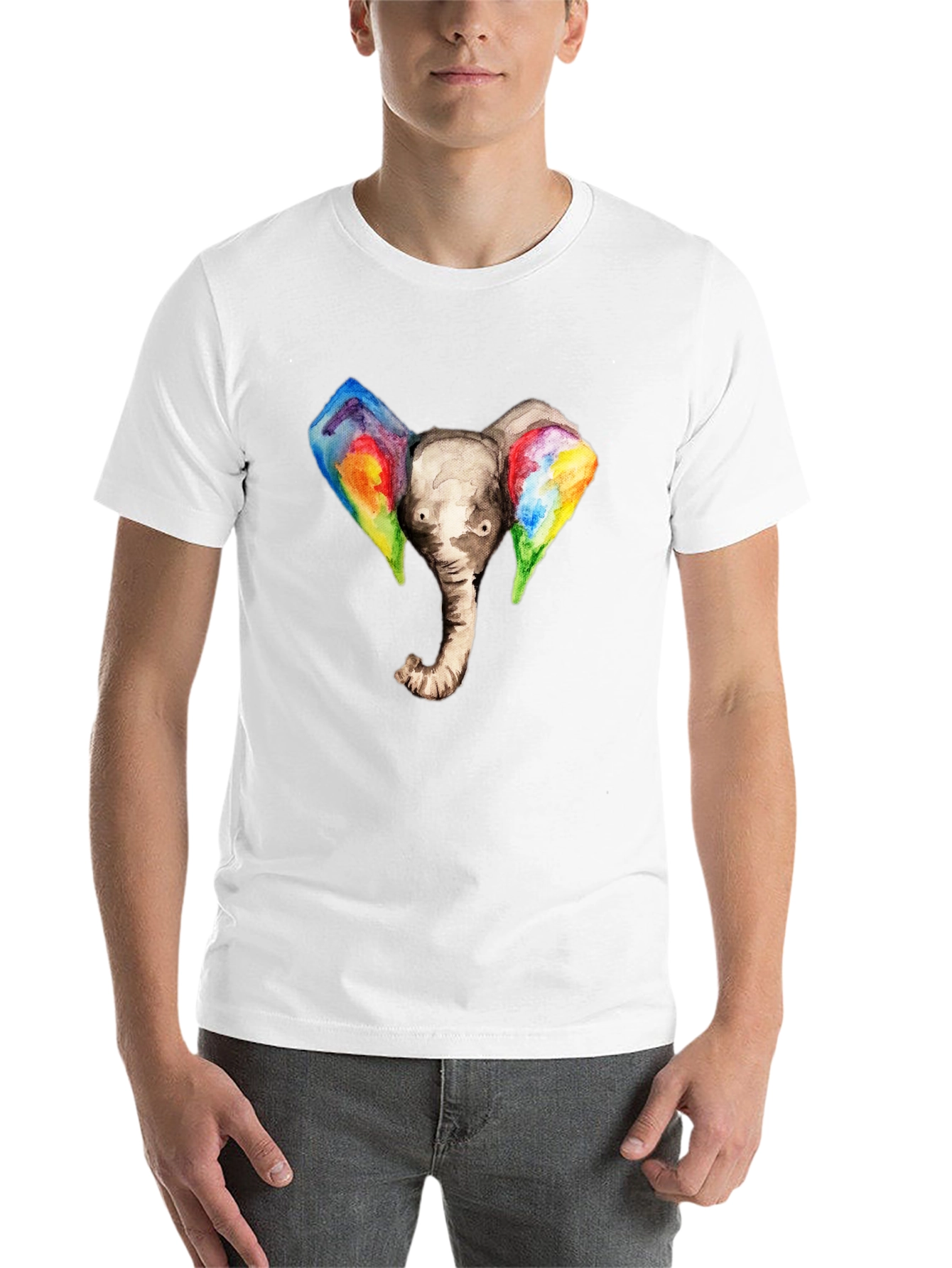 Black Elephant Rainbow Ears Graphic T-Shirt view 14