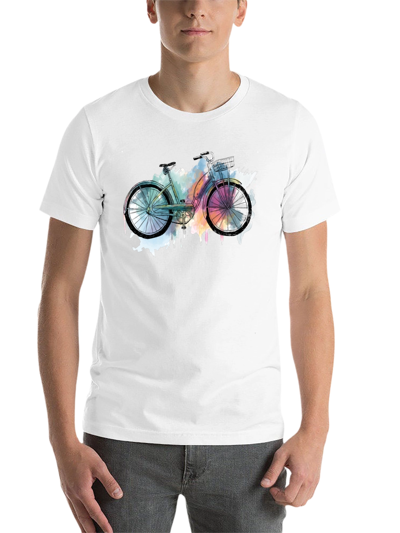 Black Watercolor Bicycle Graphic T-Shirt - Black view 14