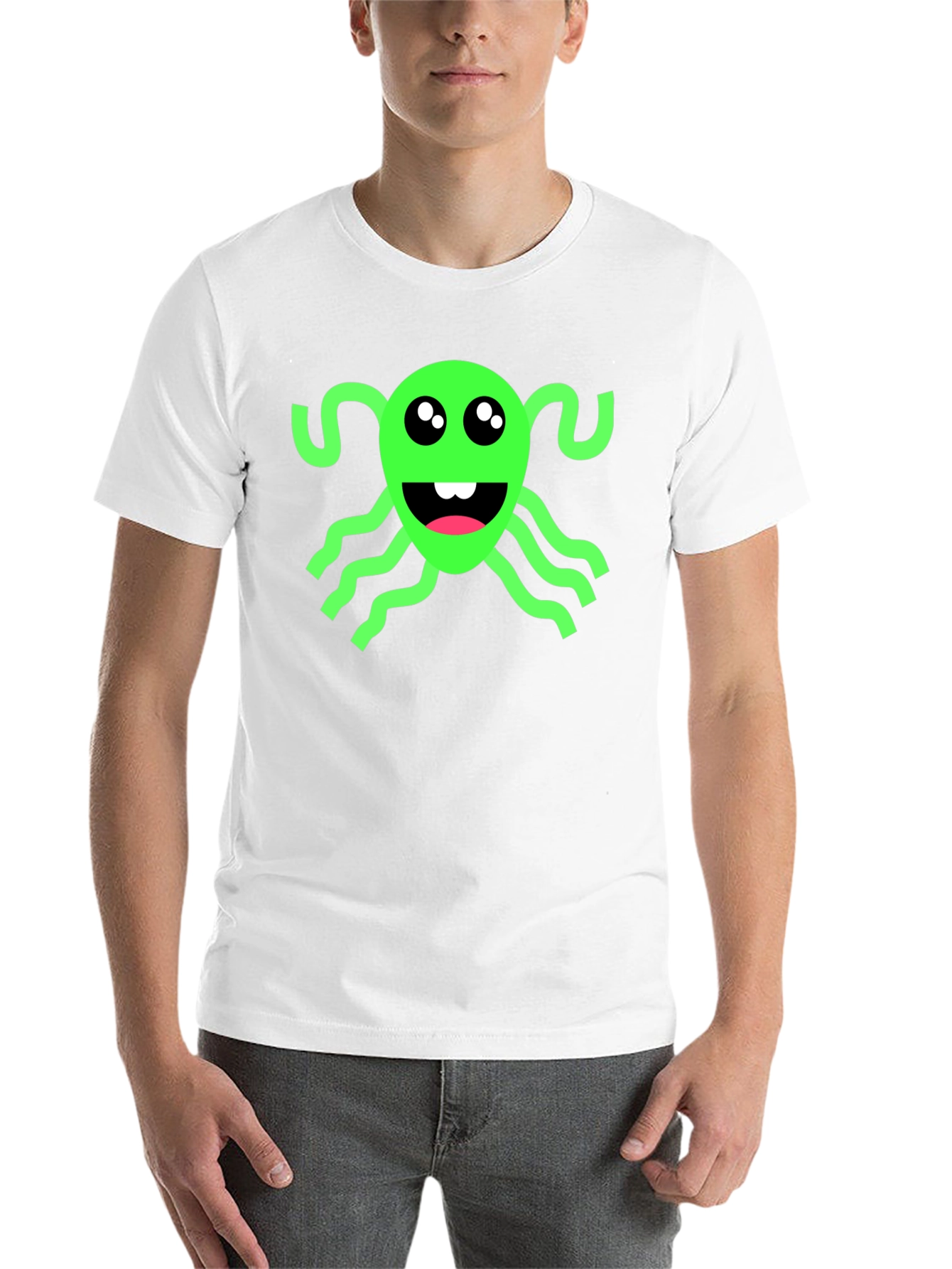 Black Funny Green Alien Black T-Shirt view 14
