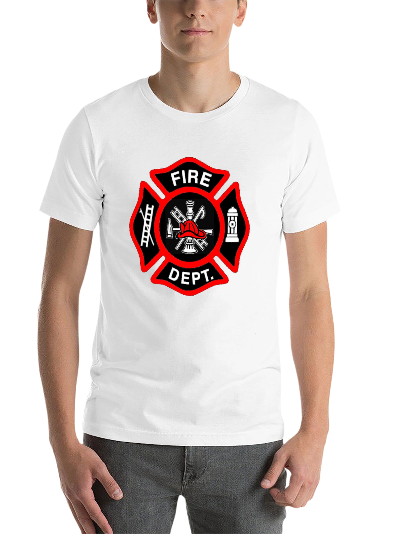 Black Fire Department T-Shirt - Maltese Cross Graphic Tee view 14