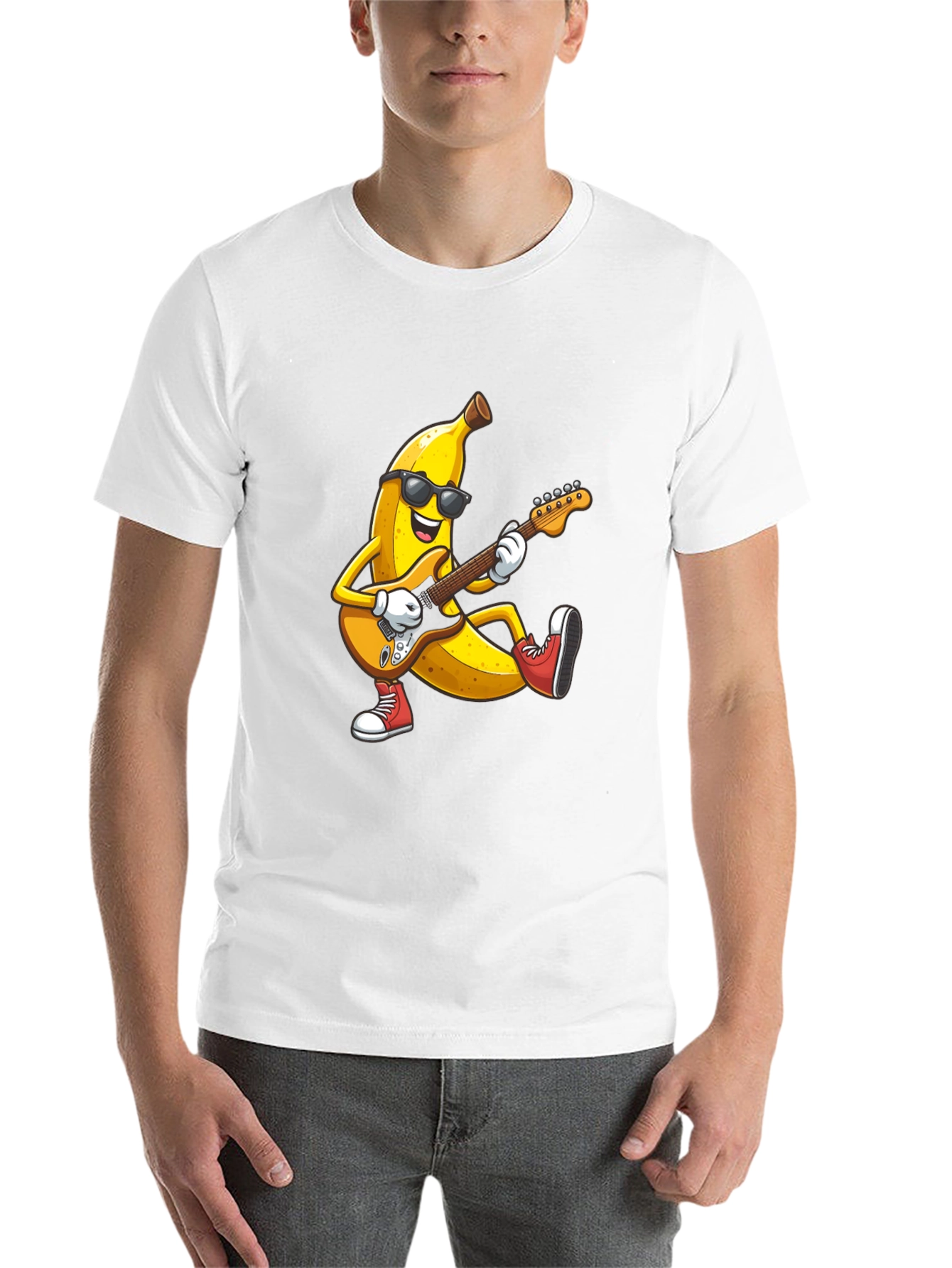 Black Banana Rocker T-Shirt - Cool Fruit Guitarist Tee view 14