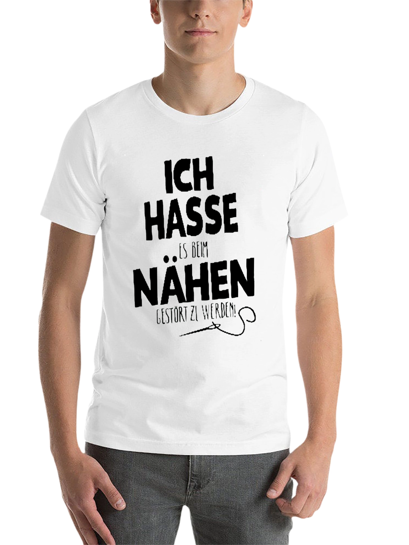 Black Ich Hasse Nähen Graphic T-Shirt - Black view 14