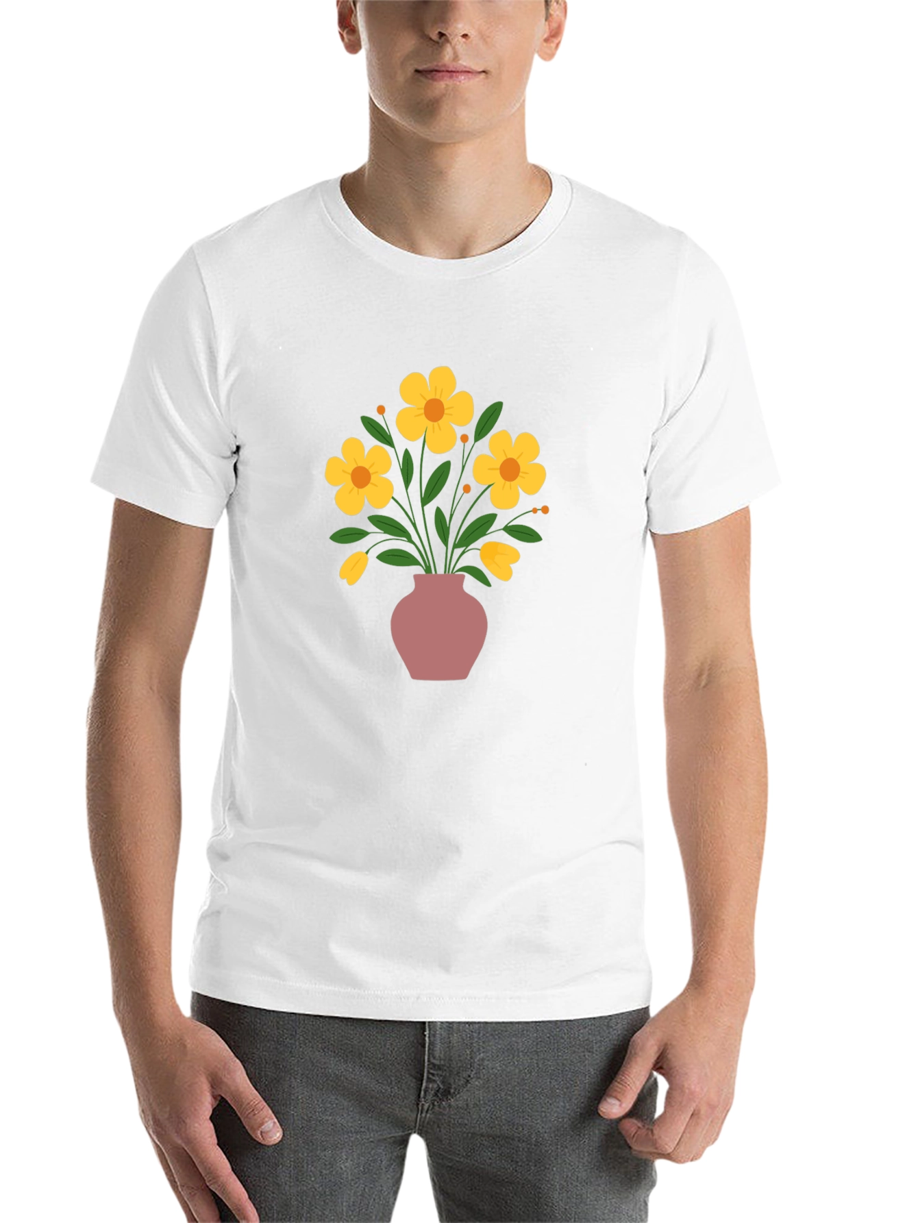 Floral Vase Graphic Tee - Stylish Casual Wear - 14