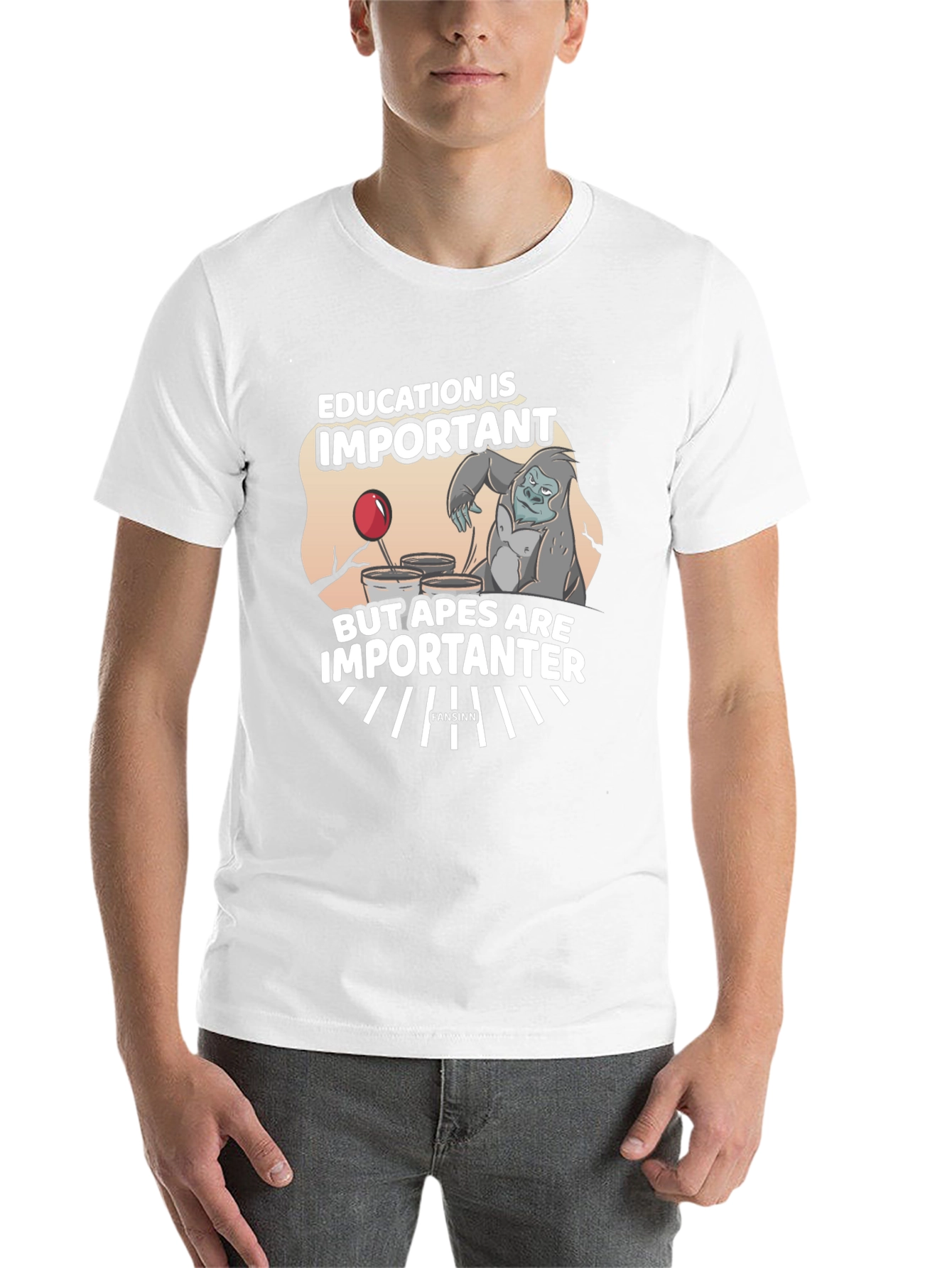 Black Education vs Apes Graphic T-Shirt view 14