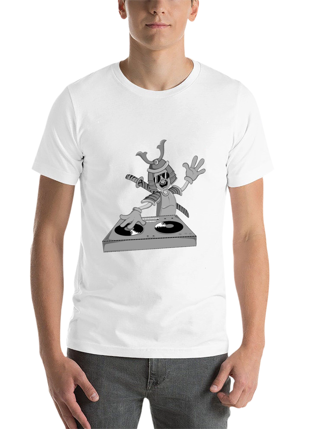Black DJ Samurai T-Shirt - Cool Cartoon Graphic Tee view 14