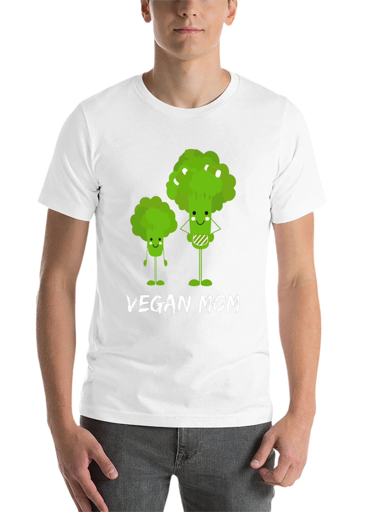 Black Vegan Mom T-Shirt - Cute Broccoli Design view 14