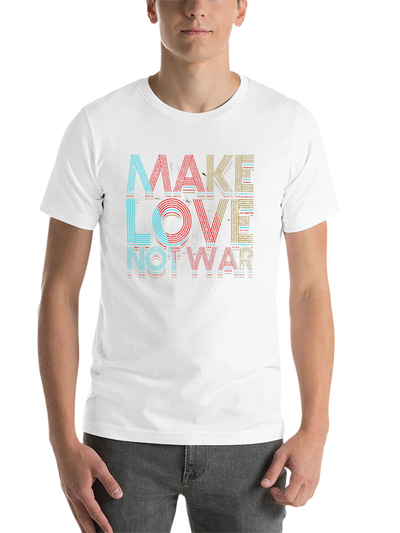 Black Make Love Not War Graphic T-Shirt - Black view 14