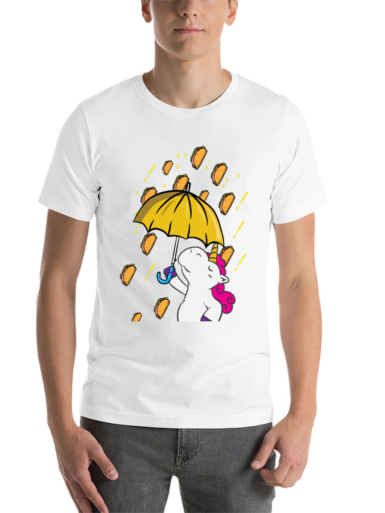 Black Unicorn Taco Rain Graphic T-Shirt view 14