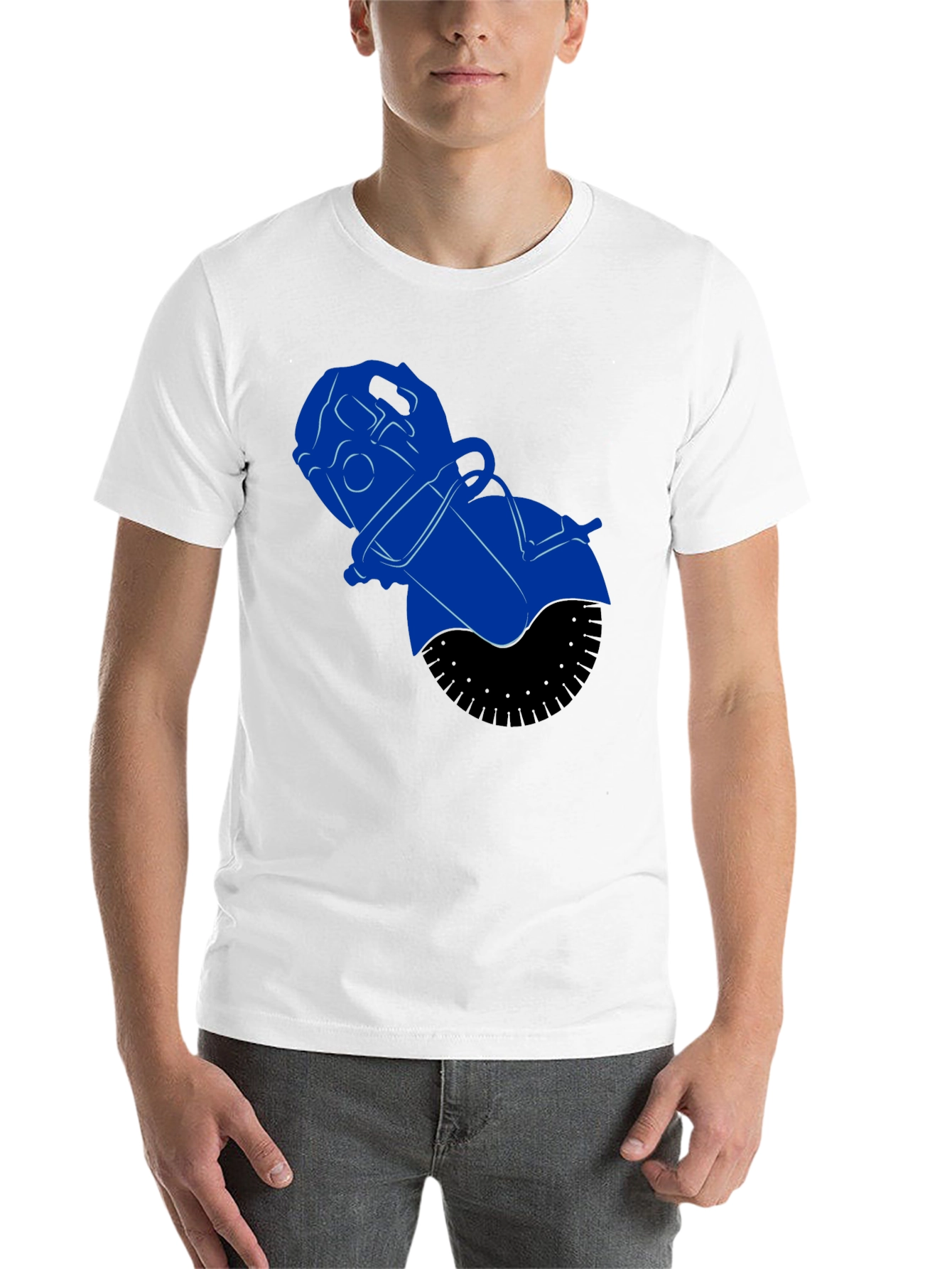 Black Blue Power Tool Graphic Tee - Black Cotton Blend Shirt view 14