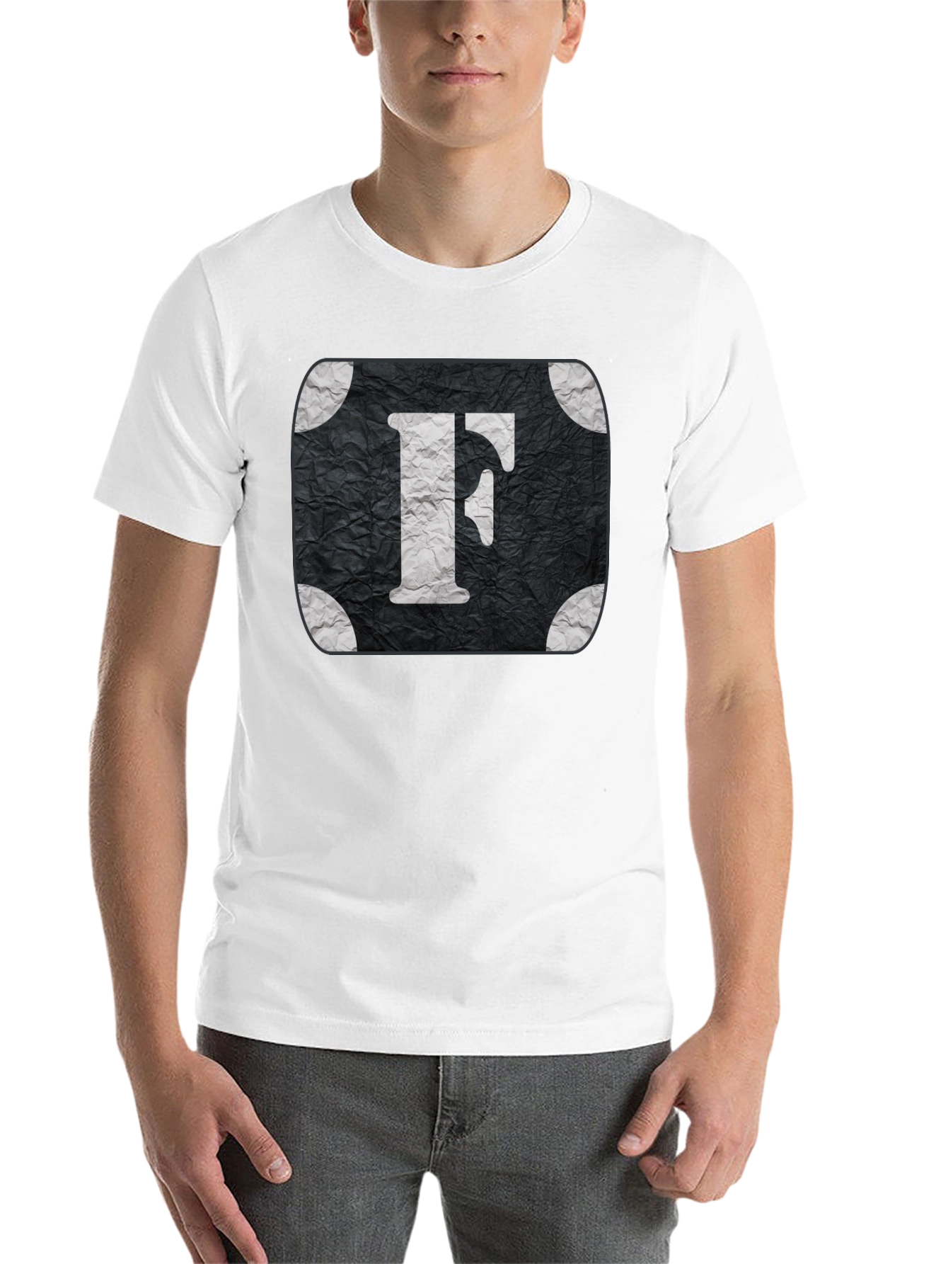 Black Letter F Graphic Tee - Black Cotton Blend view 14