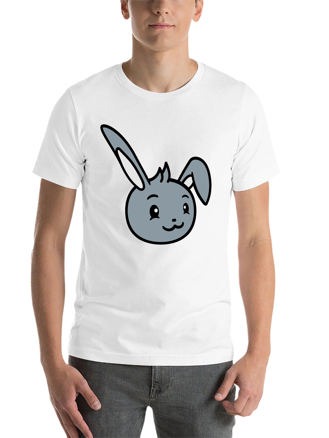 Black Cute Bunny Graphic Tee - Soft Cotton Blend view 14