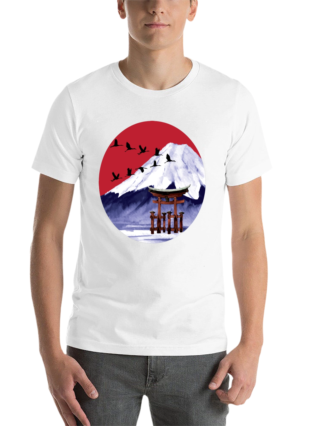 Black Japanese Mountain Scene Graphic Tee view 14