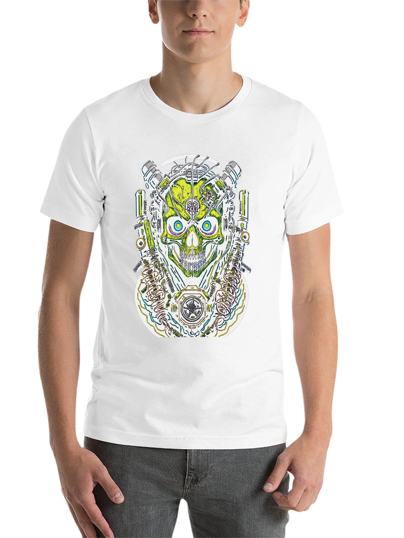 Steampunk Skull Graphic Tee - Men's Black T-Shirt - 14