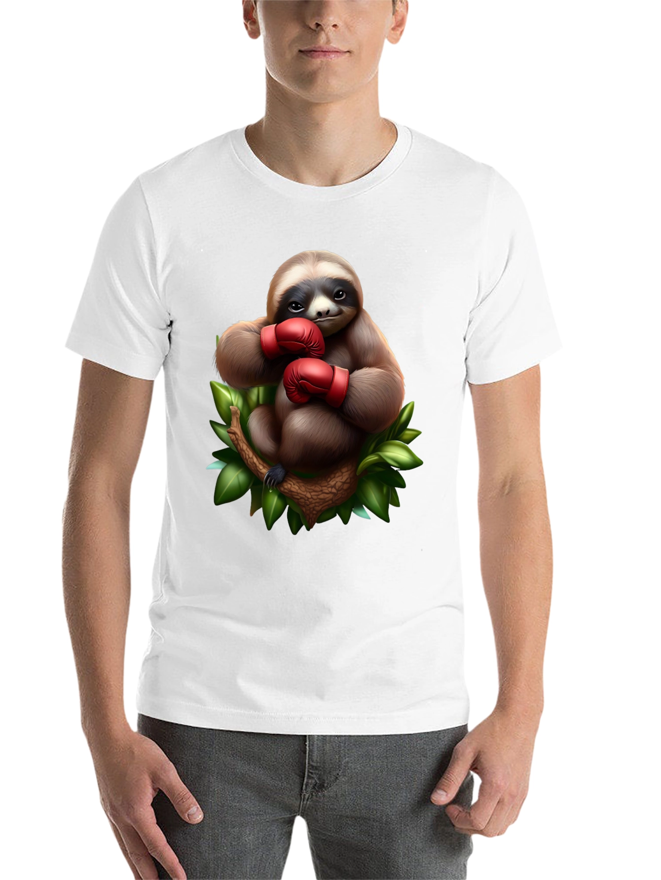 Black Sloth Boxer Graphic T-Shirt view 14