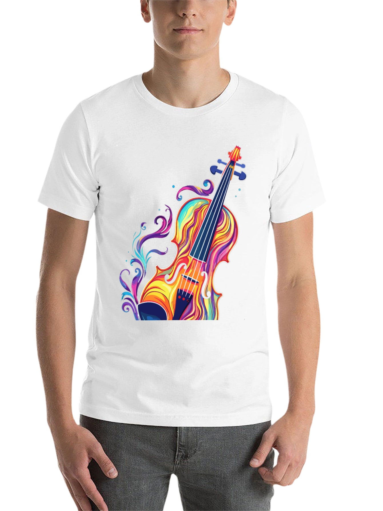 Black Colorful Violin Graphic T-Shirt - Music Lover Tee view 14