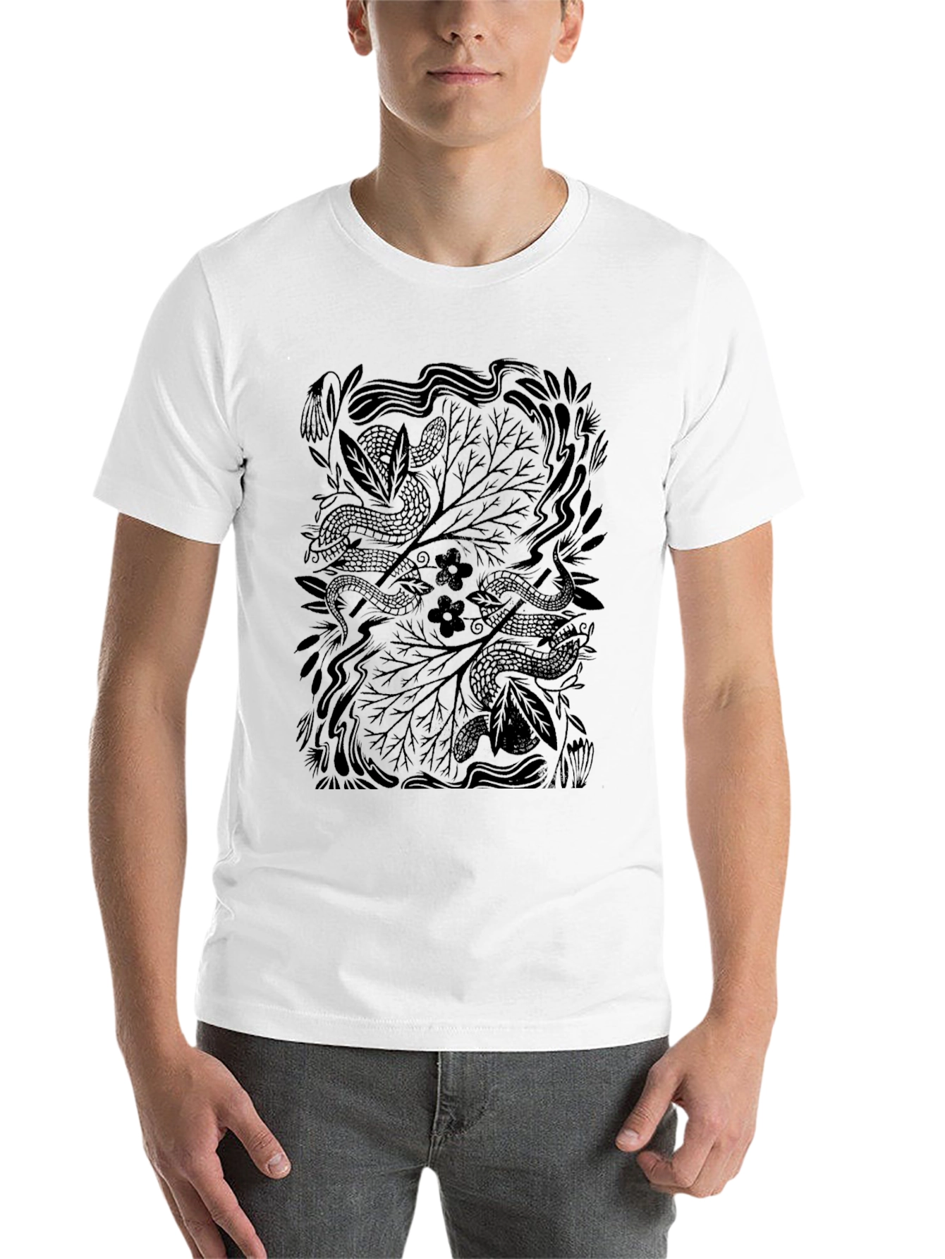 Black Nature Serpent Graphic Tee - Black view 14