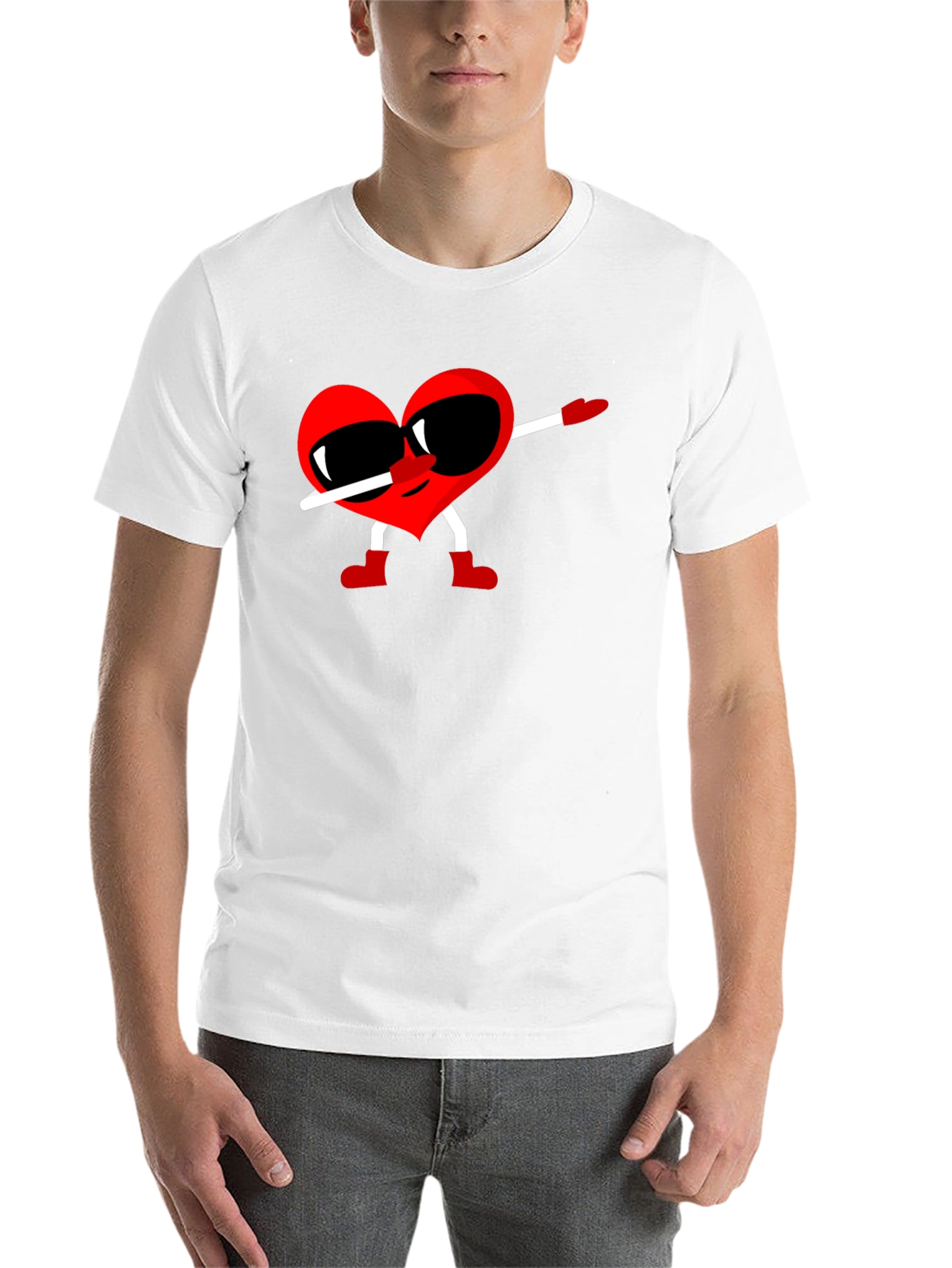 Black Heart Dabbing Graphic Tee - Black Cotton T-Shirt view 14