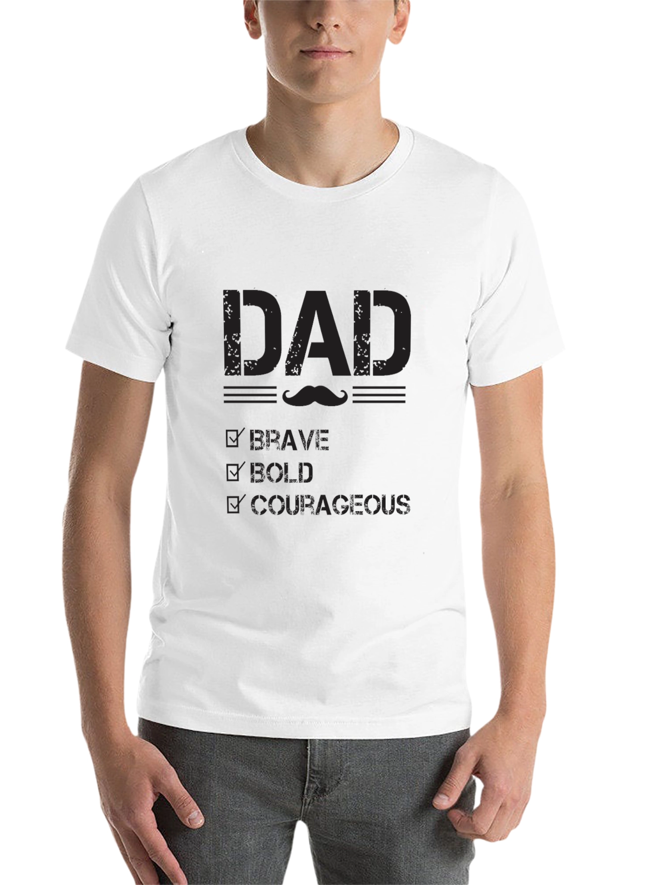 Black Dad Brave Bold Courageous Graphic Tee - Black view 14
