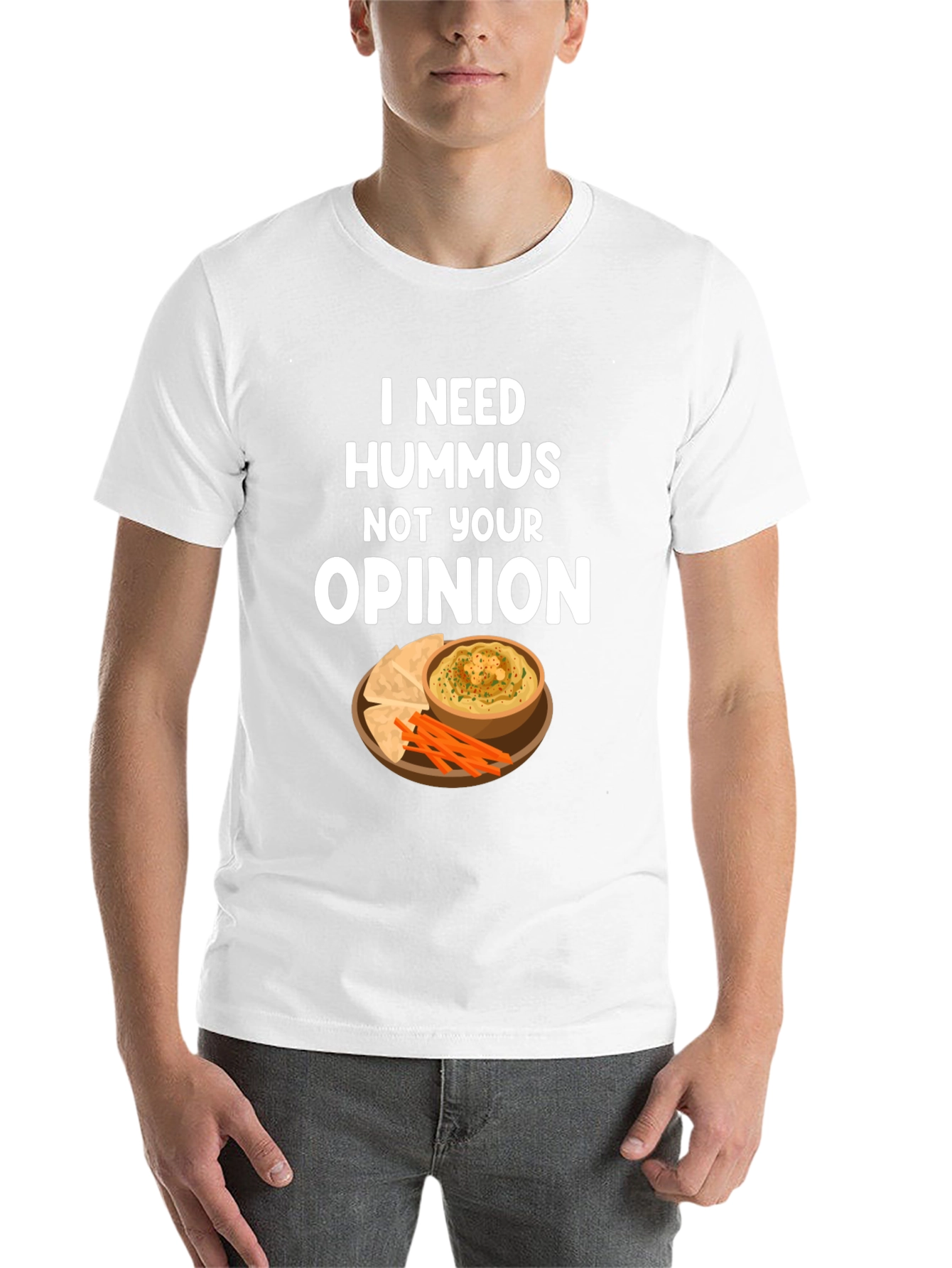Black Hummus Lover T-Shirt - I Need Hummus, Not Your Opinion view 14