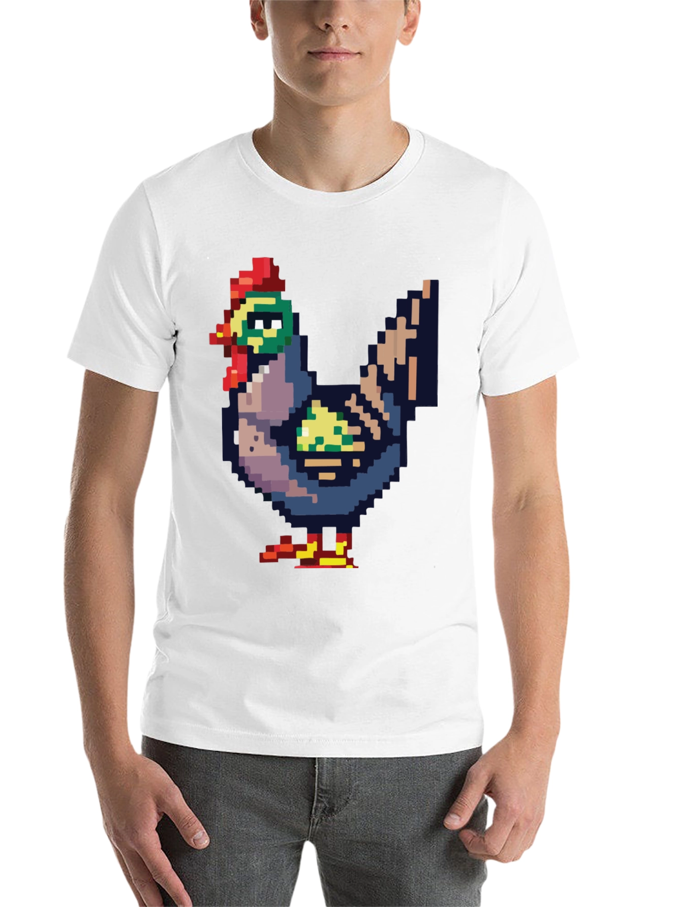 Black Pixel Chicken Tee - Retro Gaming Style view 14