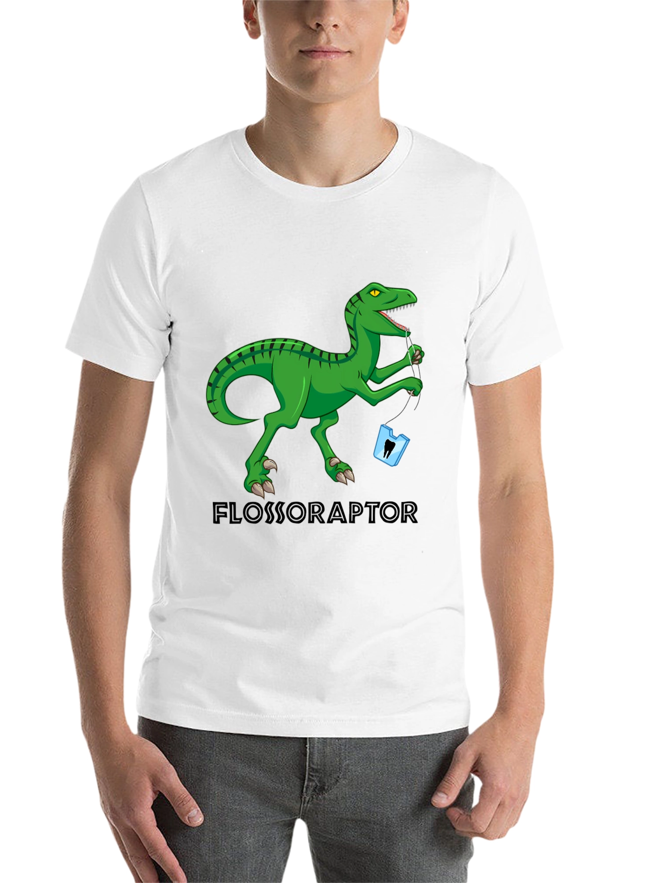 Black Flossoraptor T-Shirt: Dental Humor Tee view 14