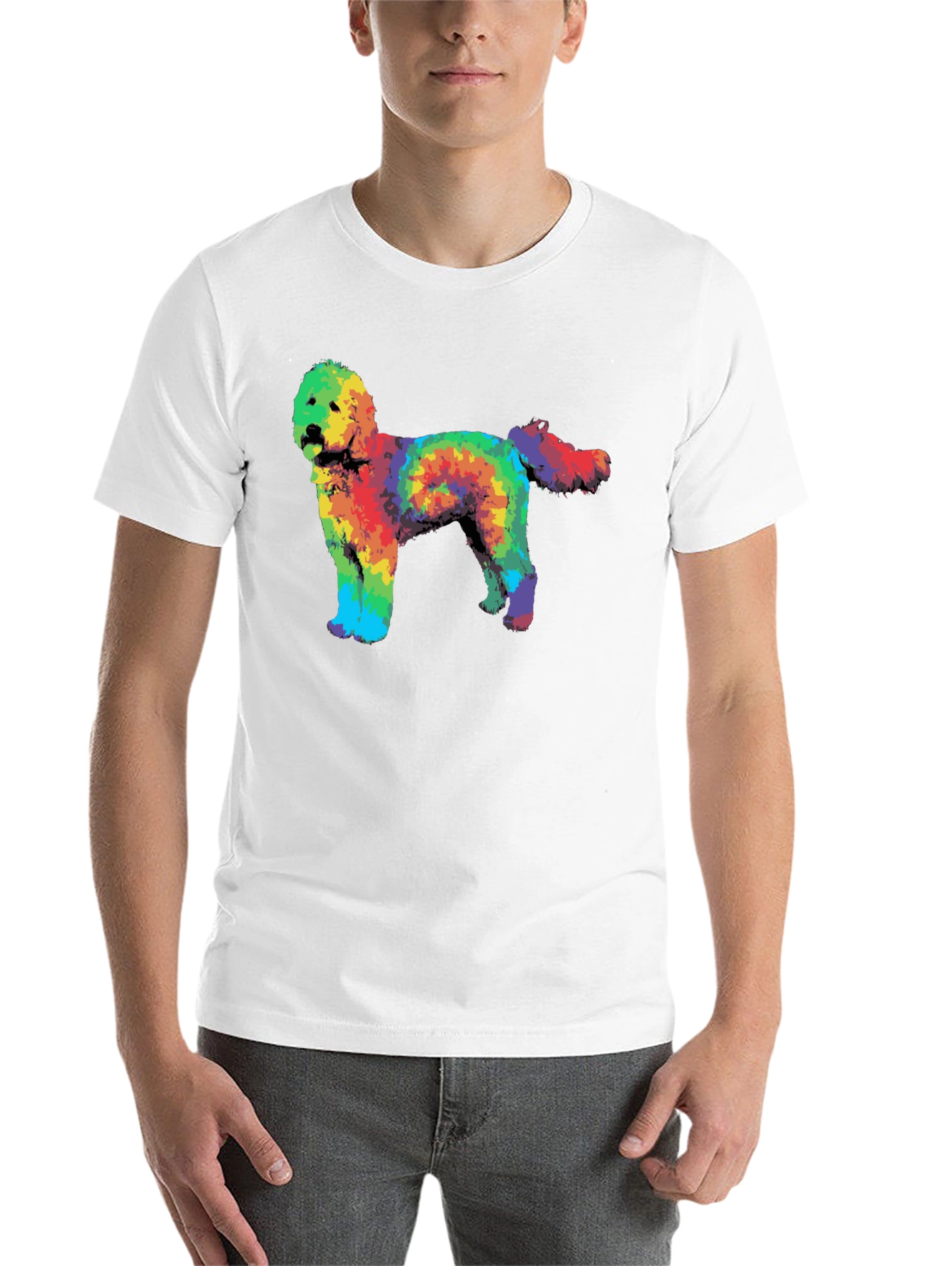 Black Rainbow Tie-Dye Doodle Dog Graphic T-Shirt view 14