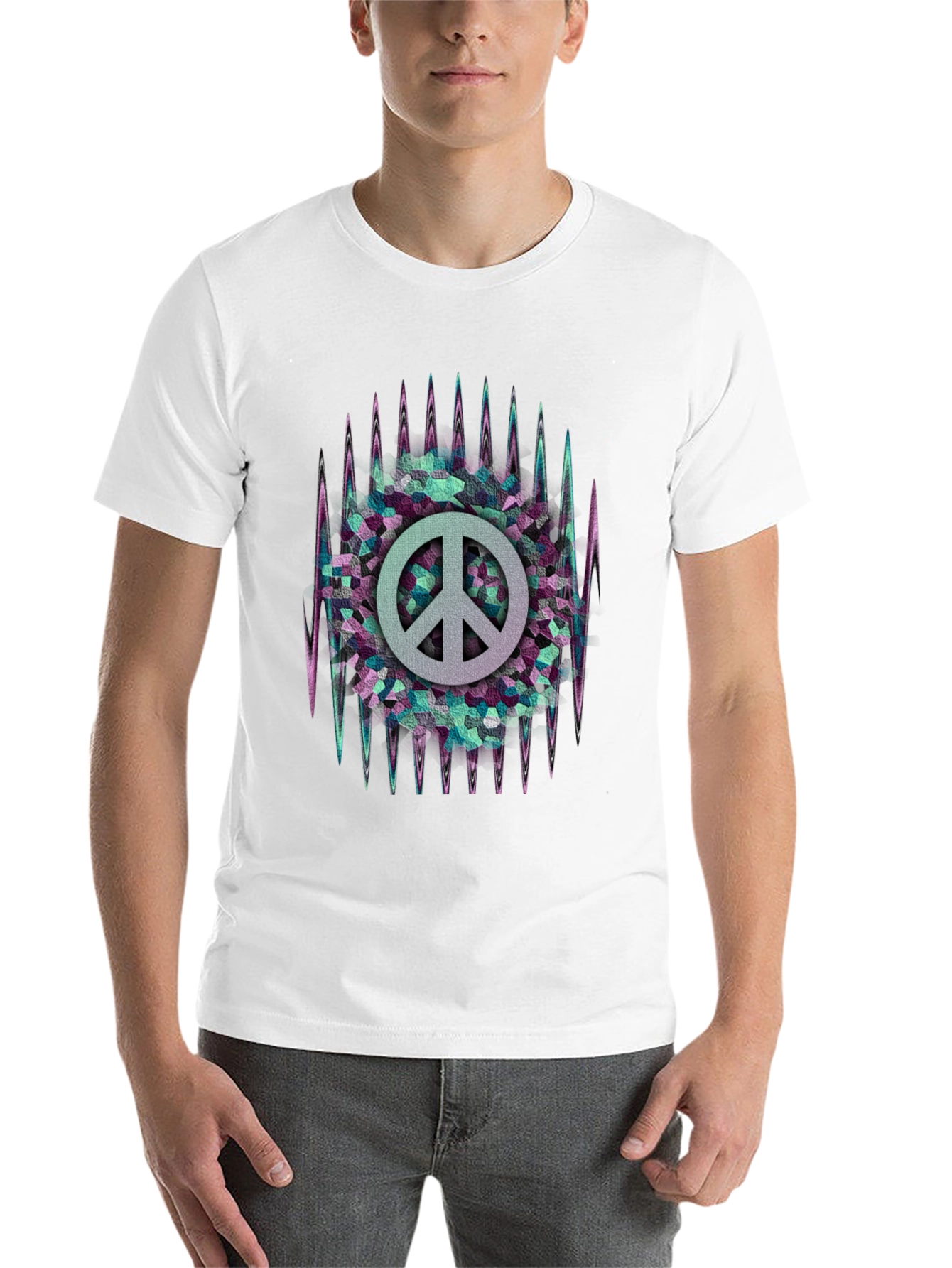 Black Peace Sign Graphic Tee - Retro Style view 14