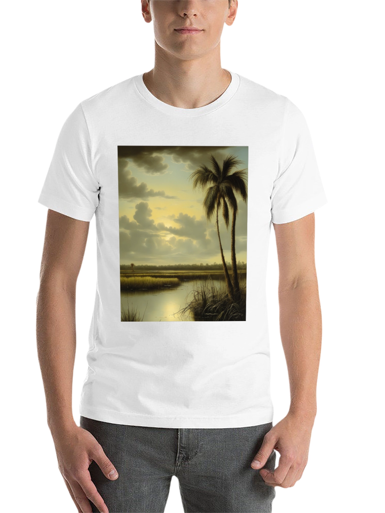 Black Tropical Marshland T-Shirt view 14