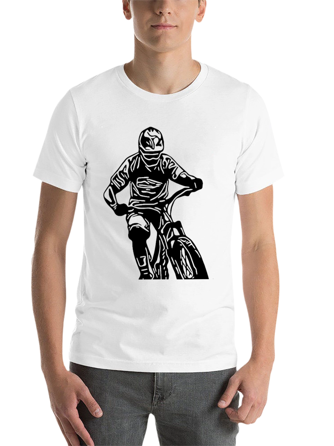 Black Men's Black Biker Graphic Tee view 14
