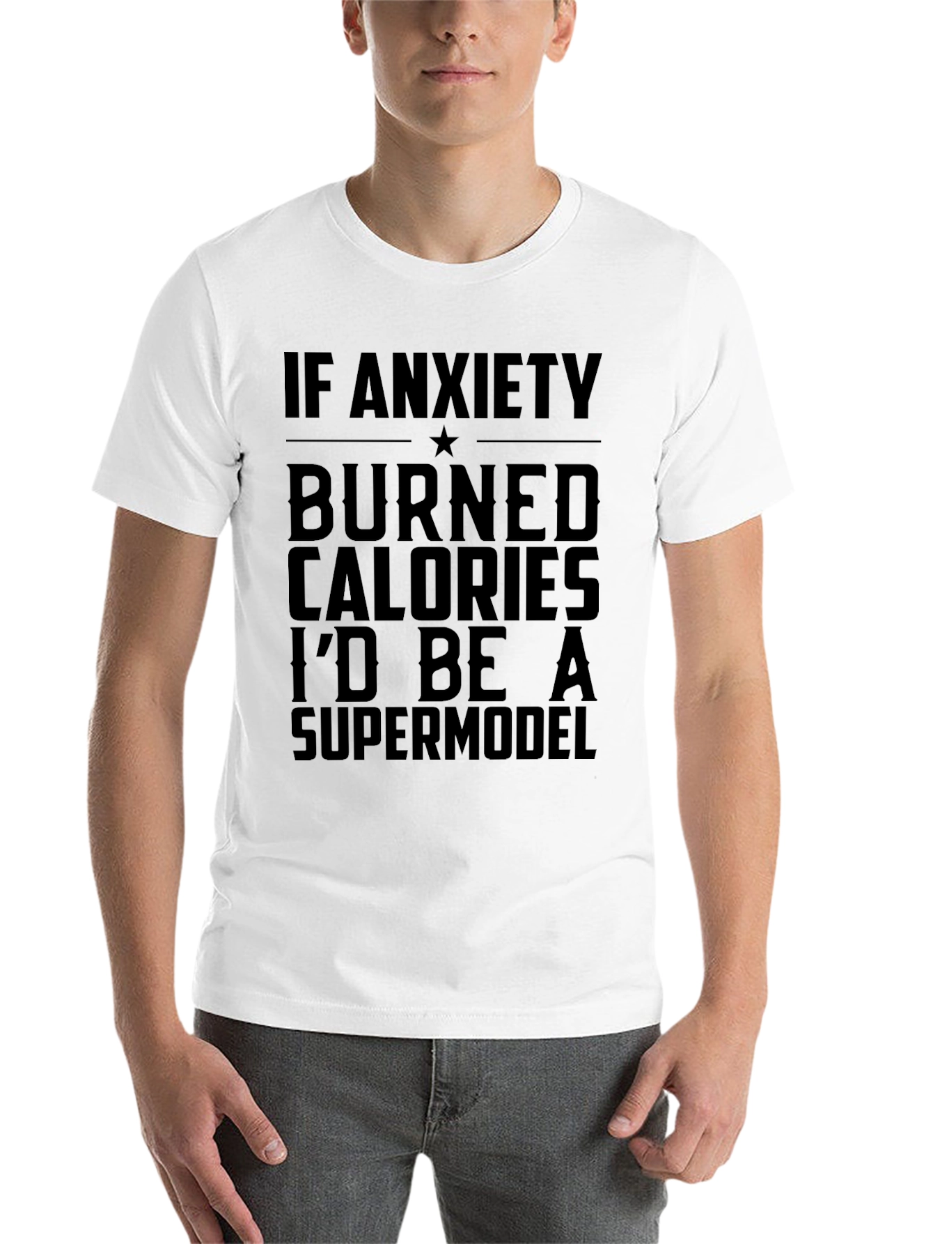 Black Anxiety Calorie Burn T-Shirt - Supermodel Tee view 14