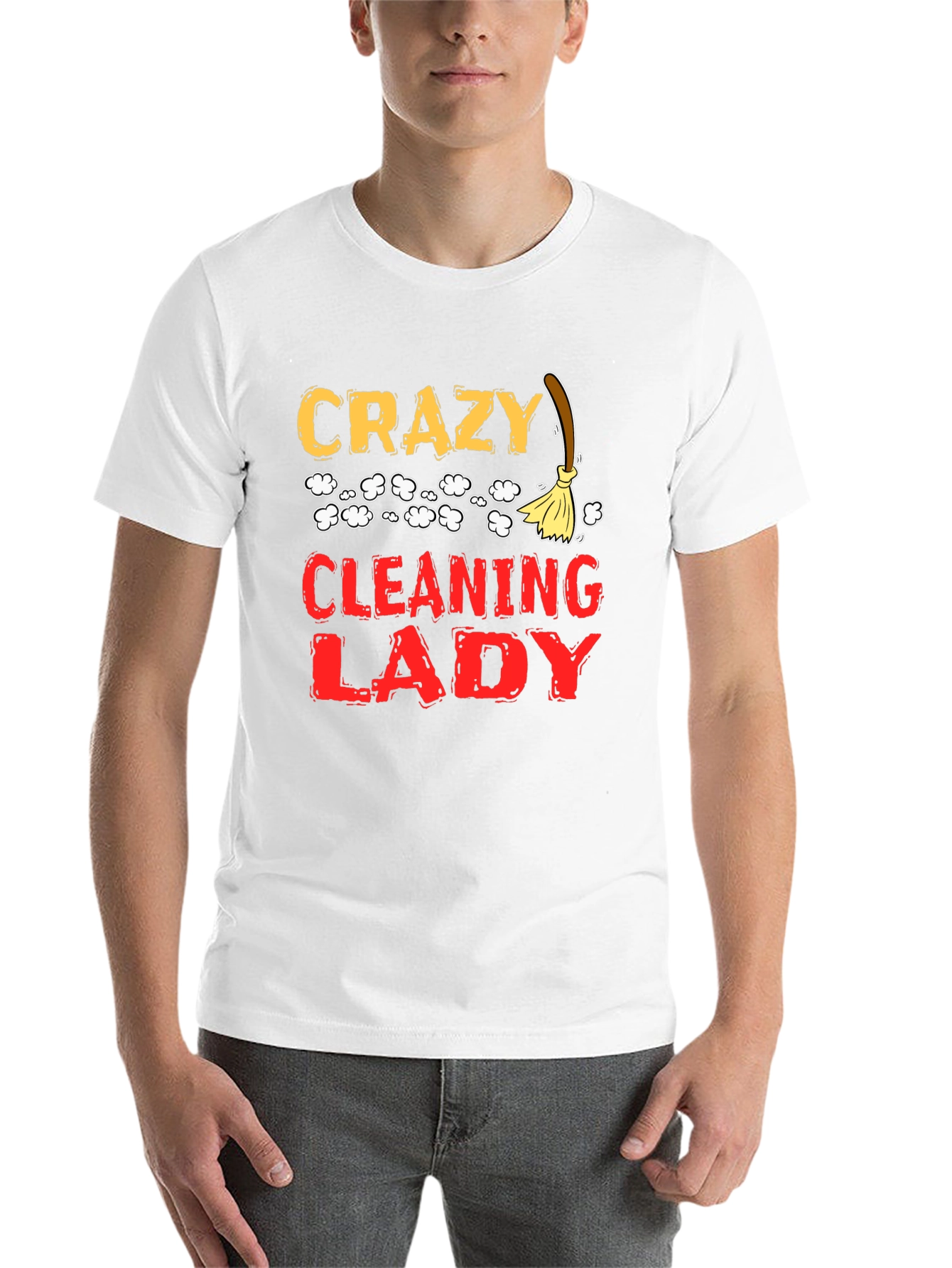 Black Crazy Cleaning Lady Graphic T-Shirt view 14