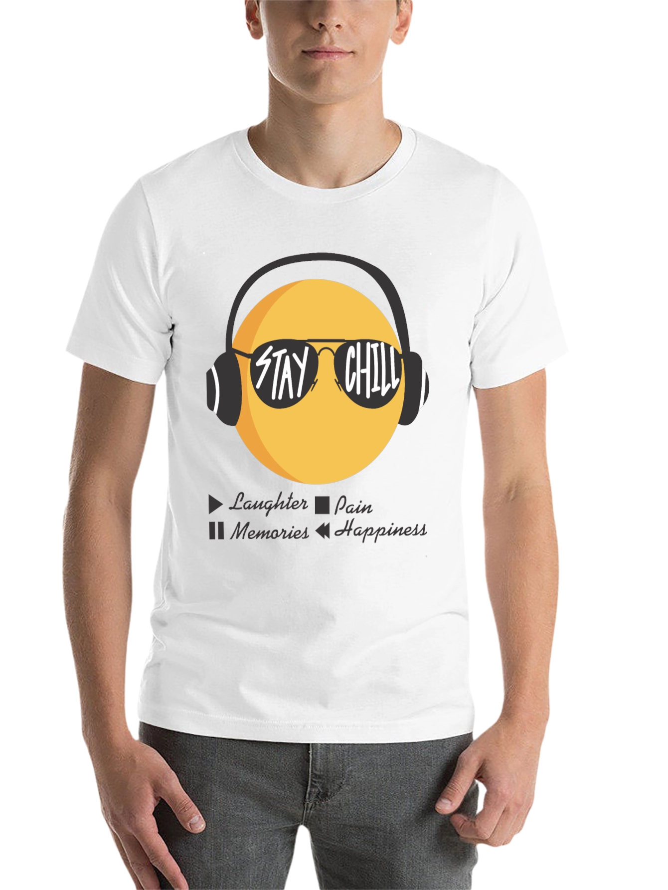 Black Stay Chill Emoji T-Shirt - Laughter, Happiness view 14
