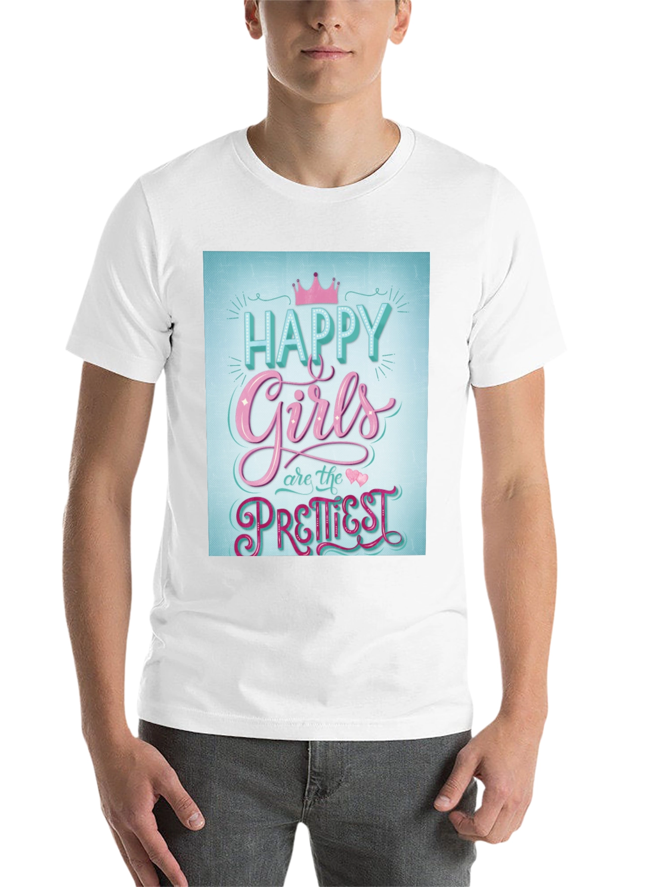 Black Happy Girls Prettiest T-Shirt - Fun Graphic Tee view 14