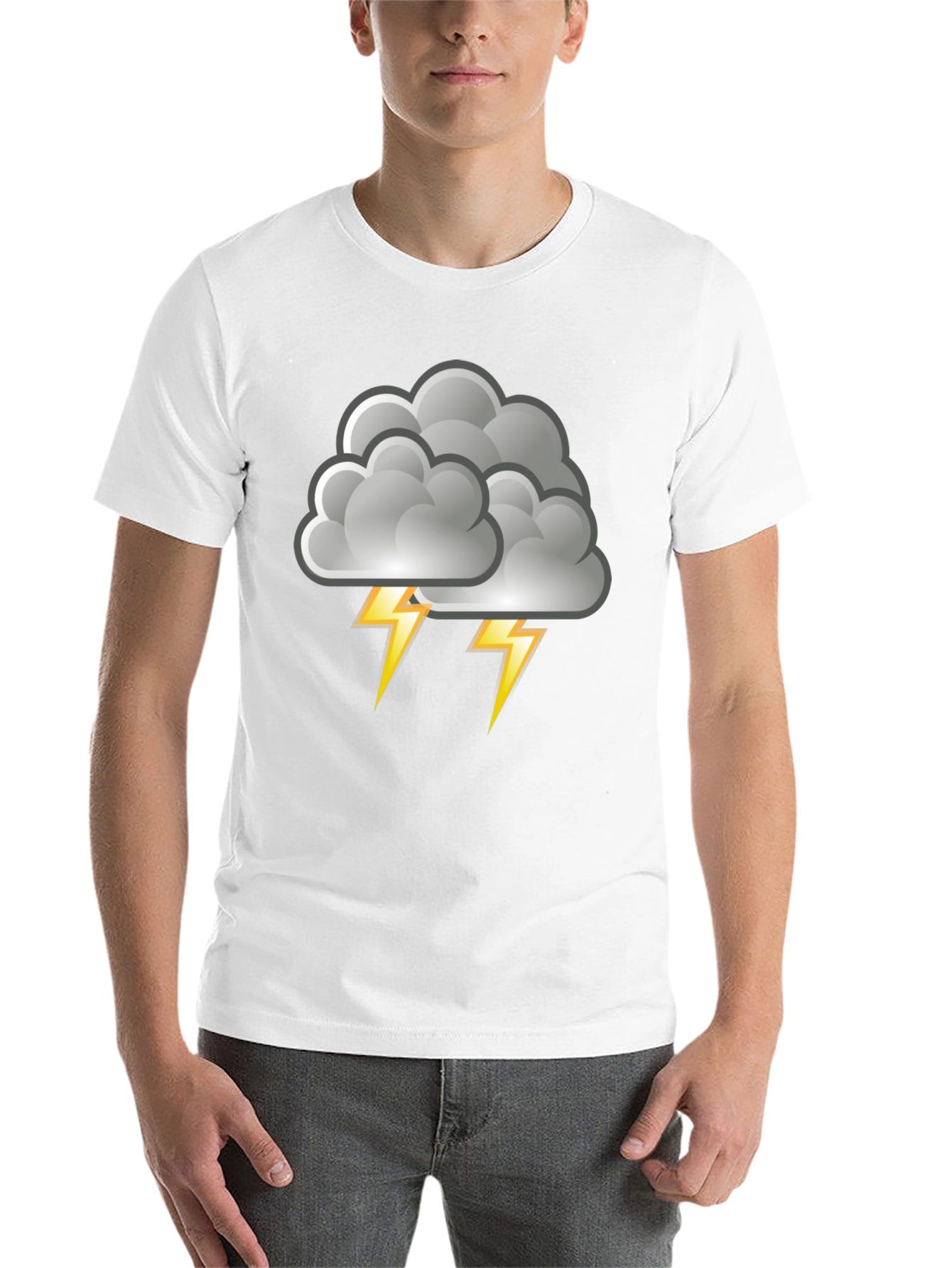 Black Storm Cloud & Lightning Bolt Graphic Tee - Black view 14