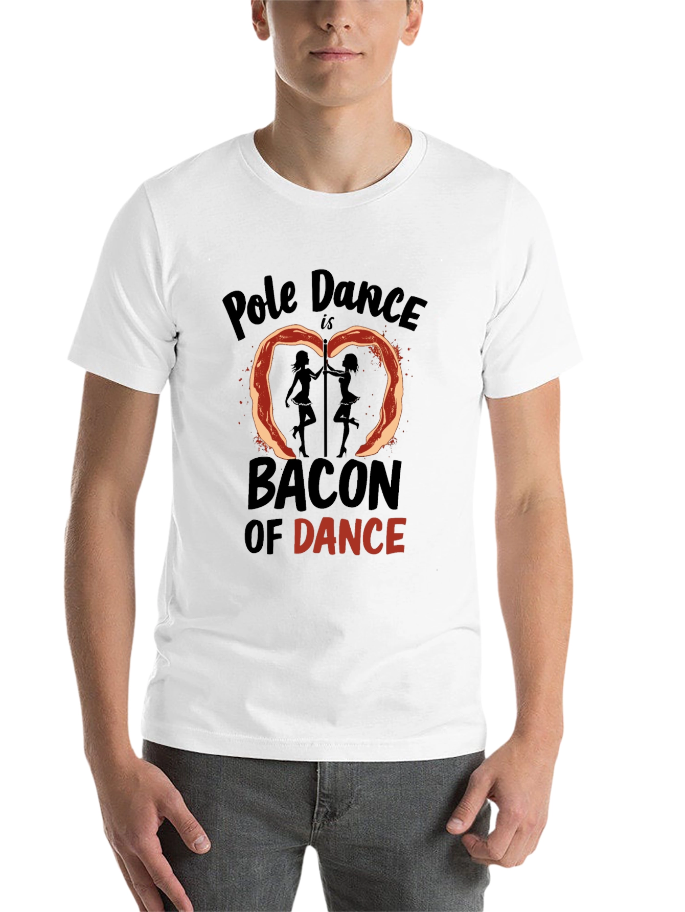 Black Pole Dance Bacon Funny T-Shirt view 14