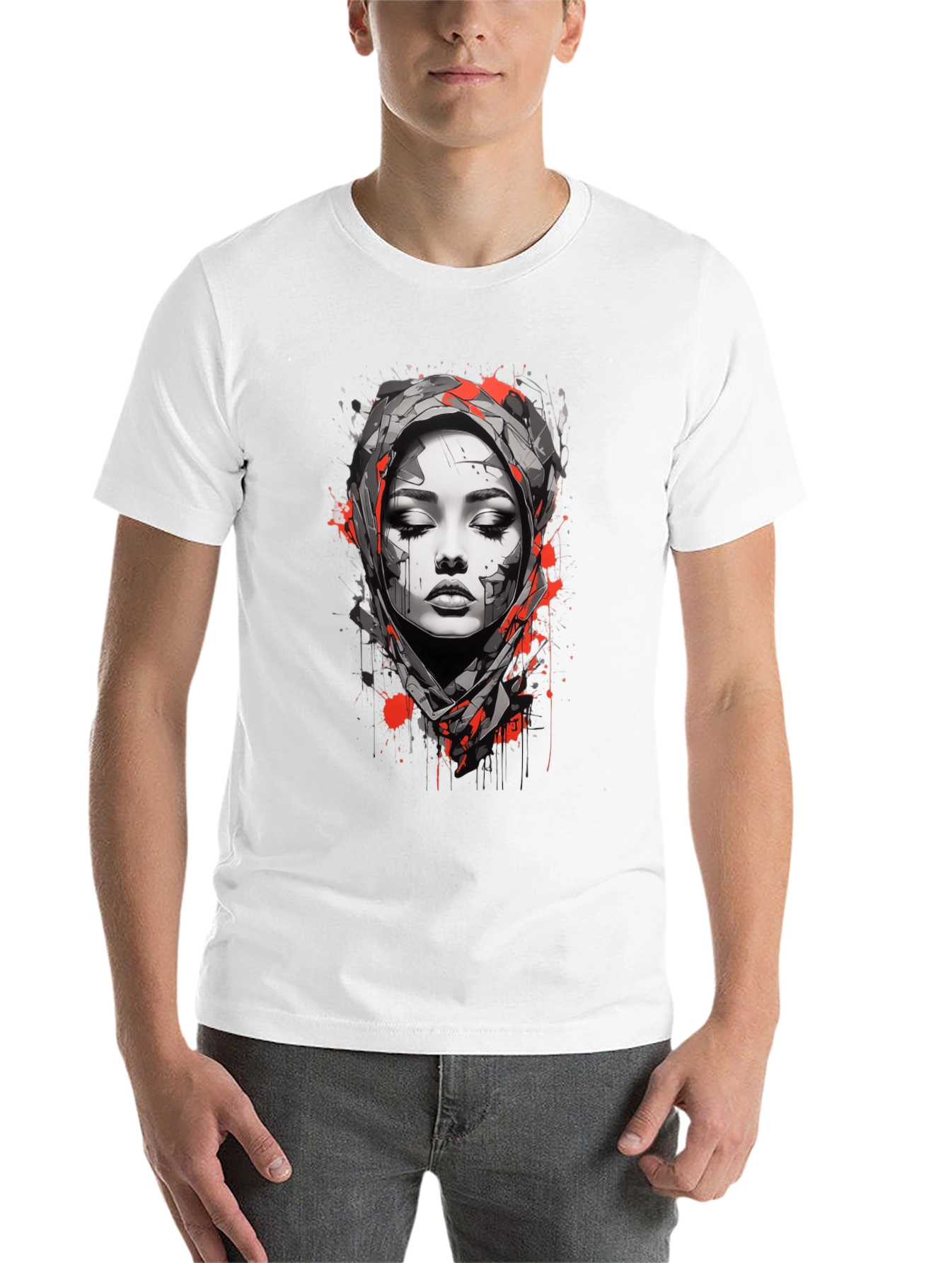 Black Abstract Woman Graphic Tee - Stylish Unisex T-Shirt view 14