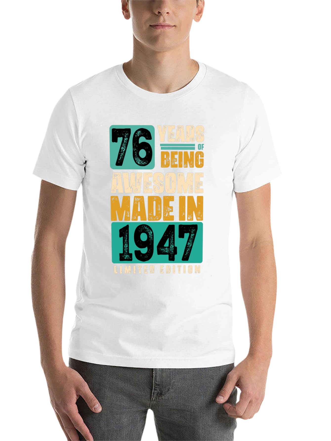 Black 76 Years Awesome T-Shirt Made in 1947 Limited Edition view 14