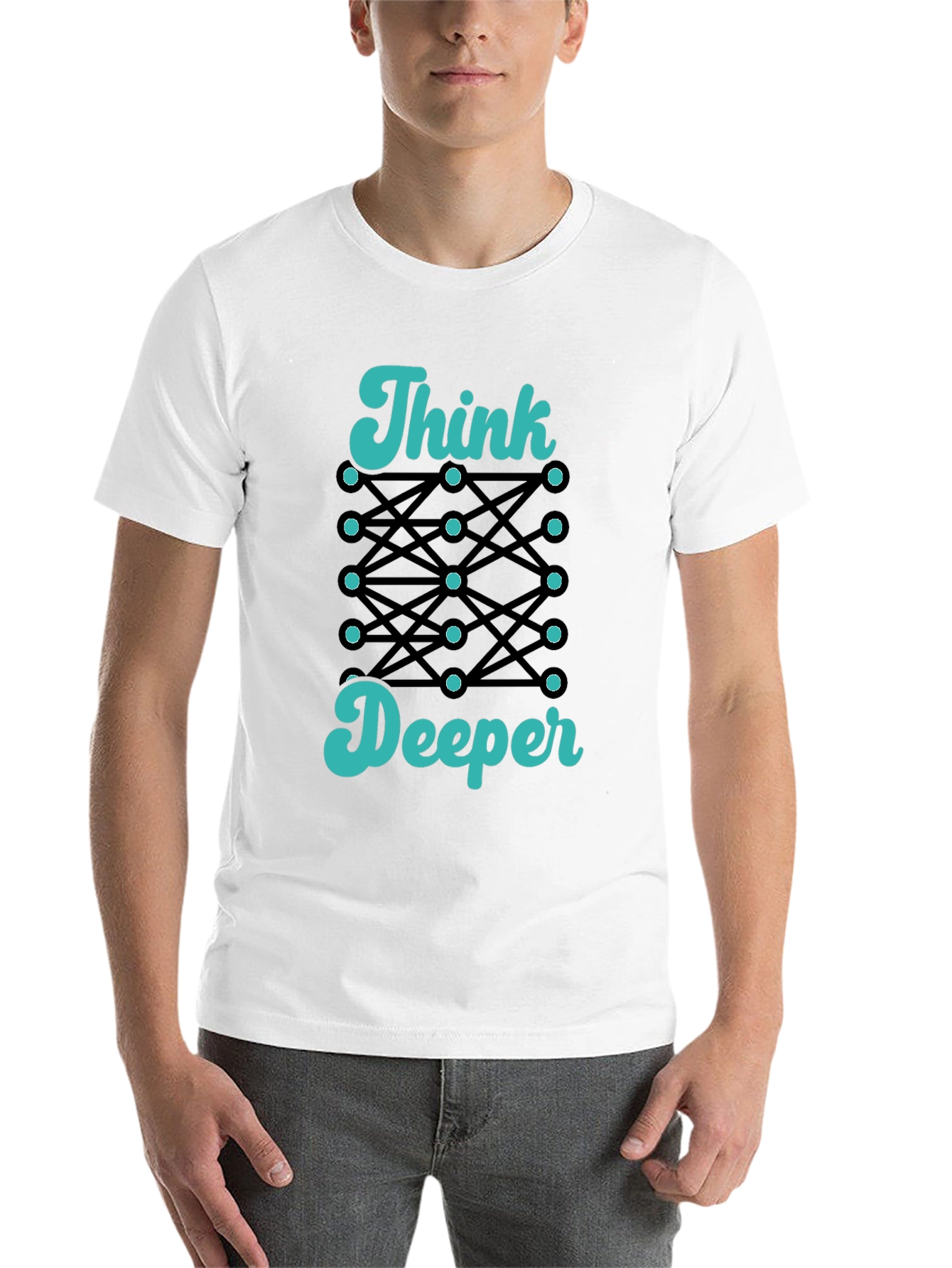 Black Think Deeper Graphic Tee - Black Cotton T-Shirt view 14