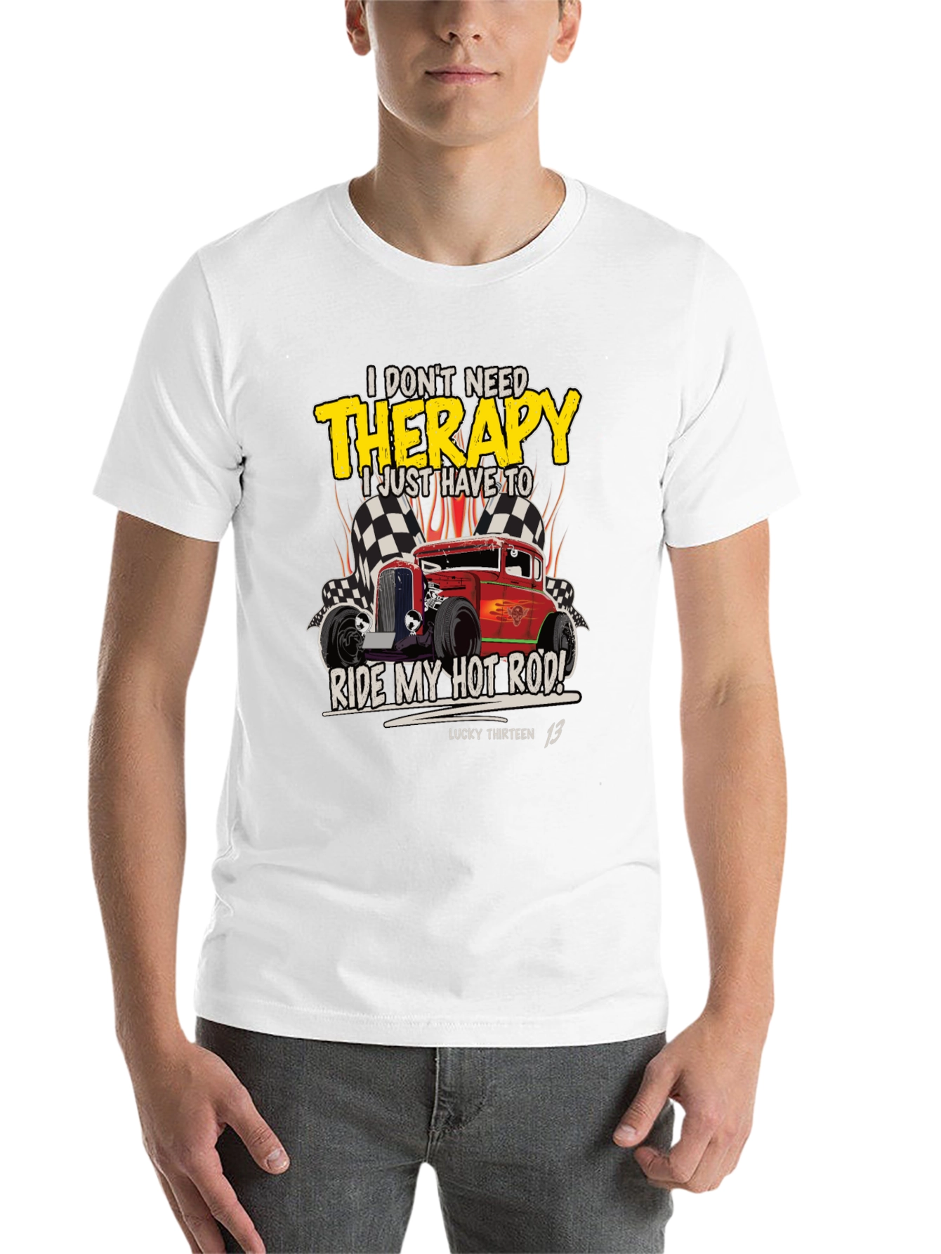 Black Hot Rod Therapy T-Shirt - Lucky Thirteen 13 view 14