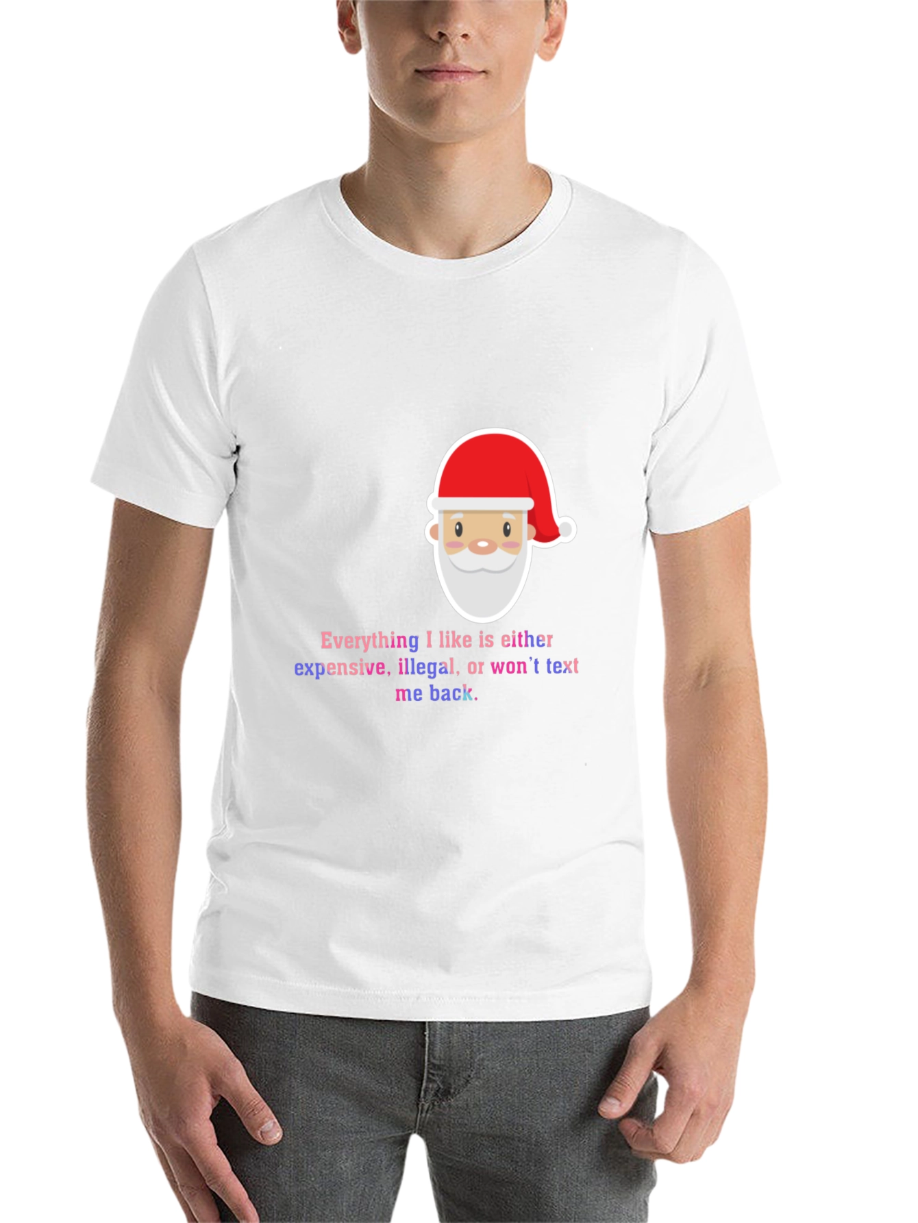 Black Funny Santa Everything I Like Men's Black T-Shirt view 14