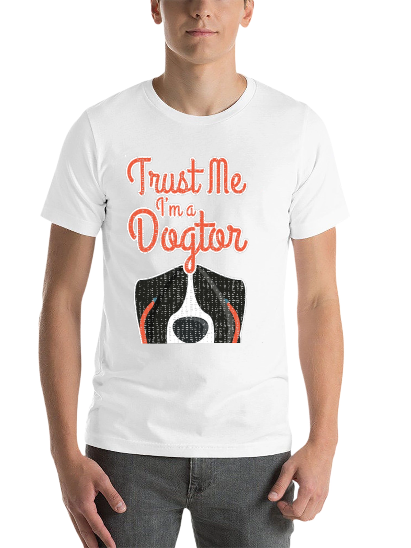 Black Trust Me I'm A Dogtor Funny Dog T-Shirt view 14