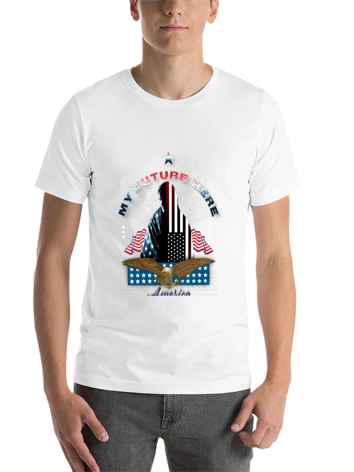 Black My Future Here Patriotic Eagle T-Shirt view 14