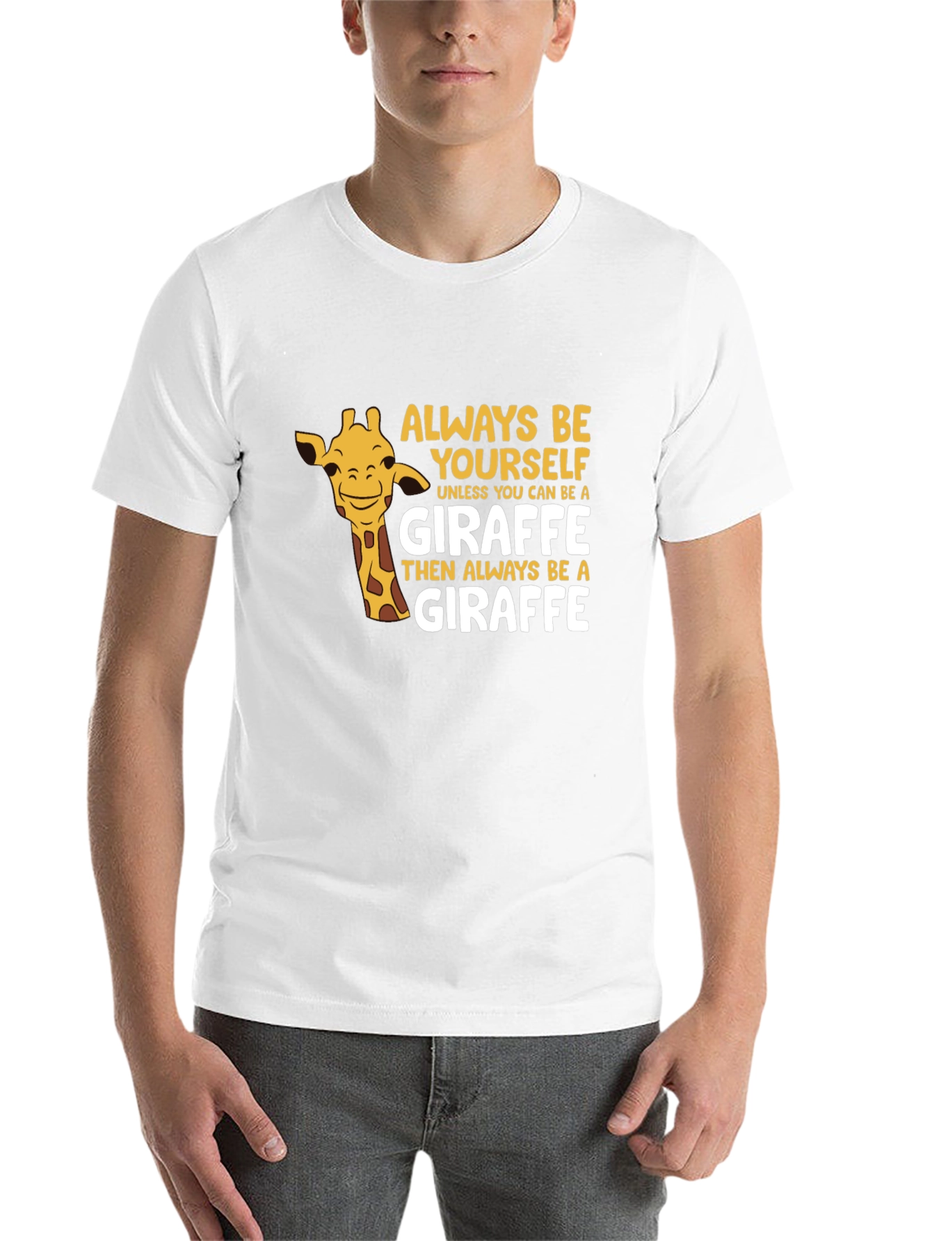 Black Always Be Yourself Giraffe T-Shirt - Funny Animal Tee view 14