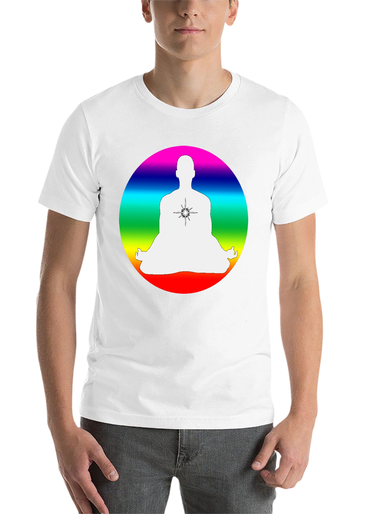Black Rainbow Chakra Meditation T-Shirt - Black view 14