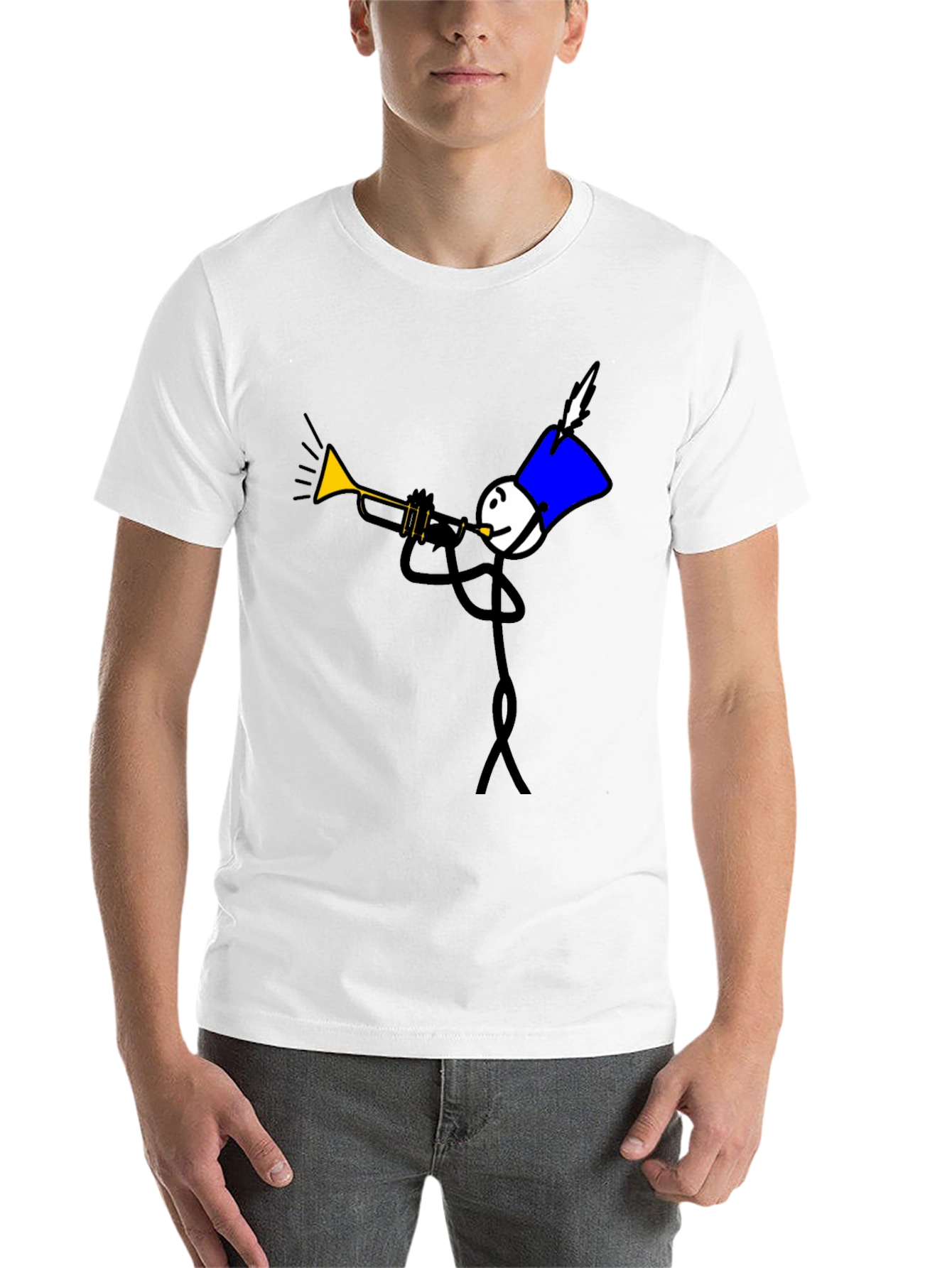Black Stick Figure Trumpet Player Graphic Tee view 14