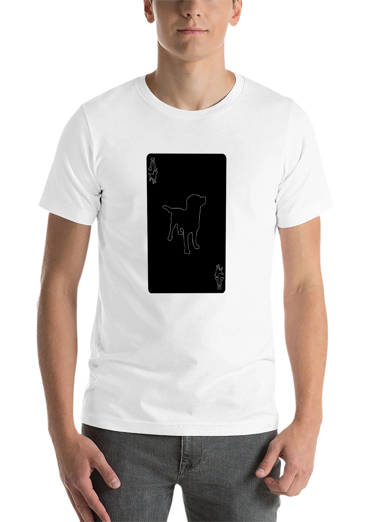 Black Ace of Paws T-Shirt - Black Tee with Dog Outline view 14