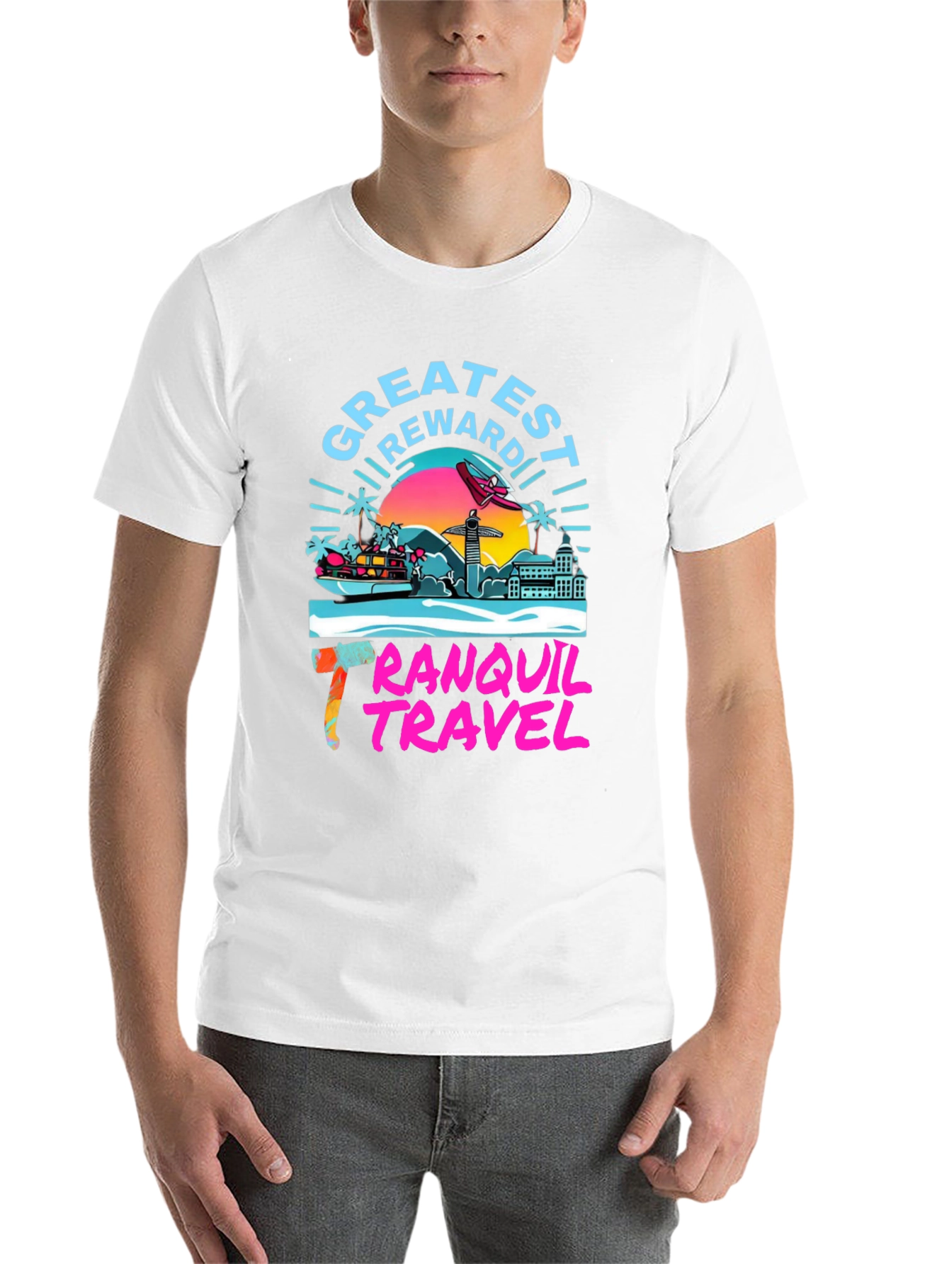 Black Tranquil Travel Graphic Tee - Tropical Paradise view 14