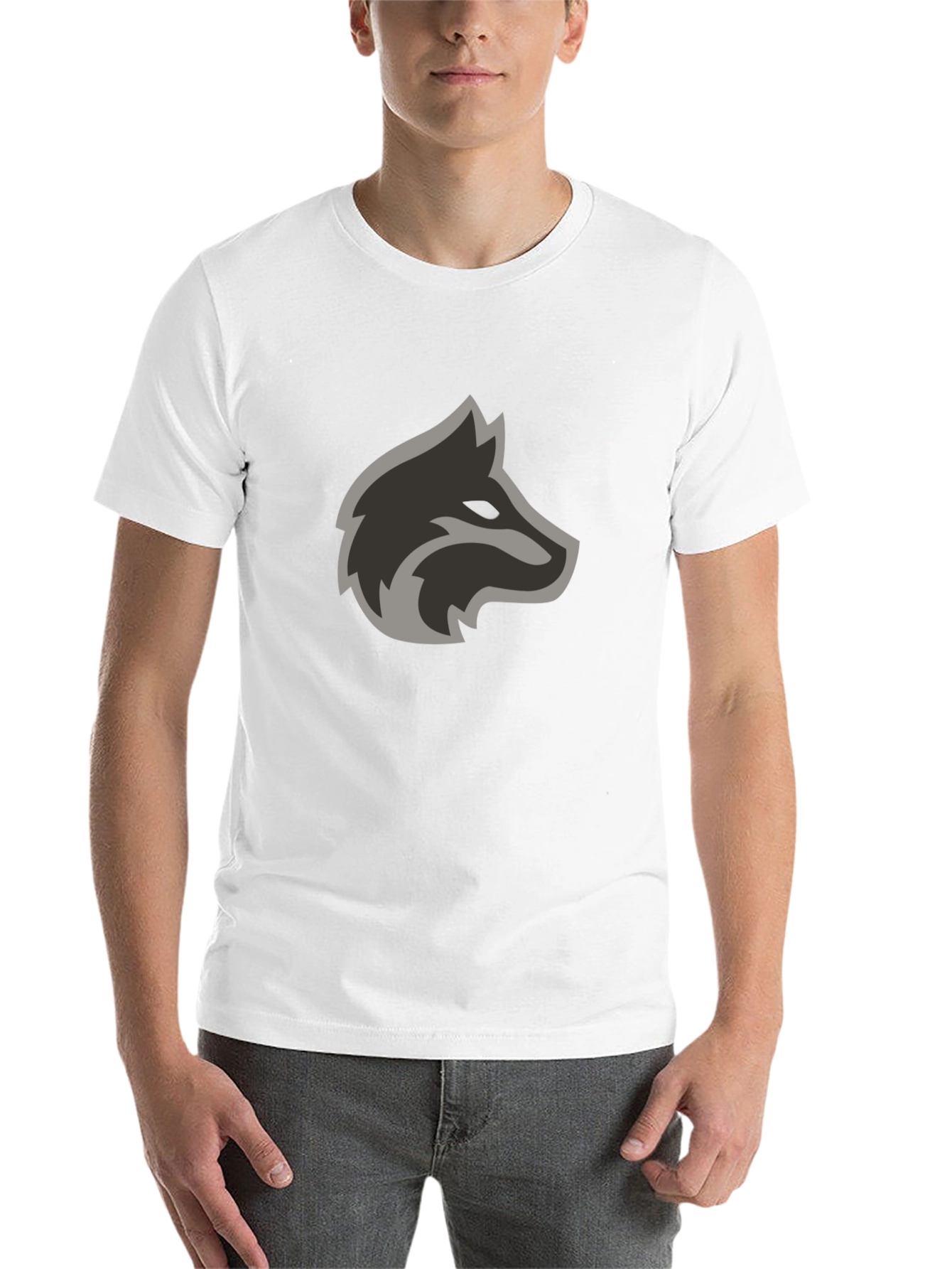 Black Stylish Black T-Shirt with Wolf Head Design view 14