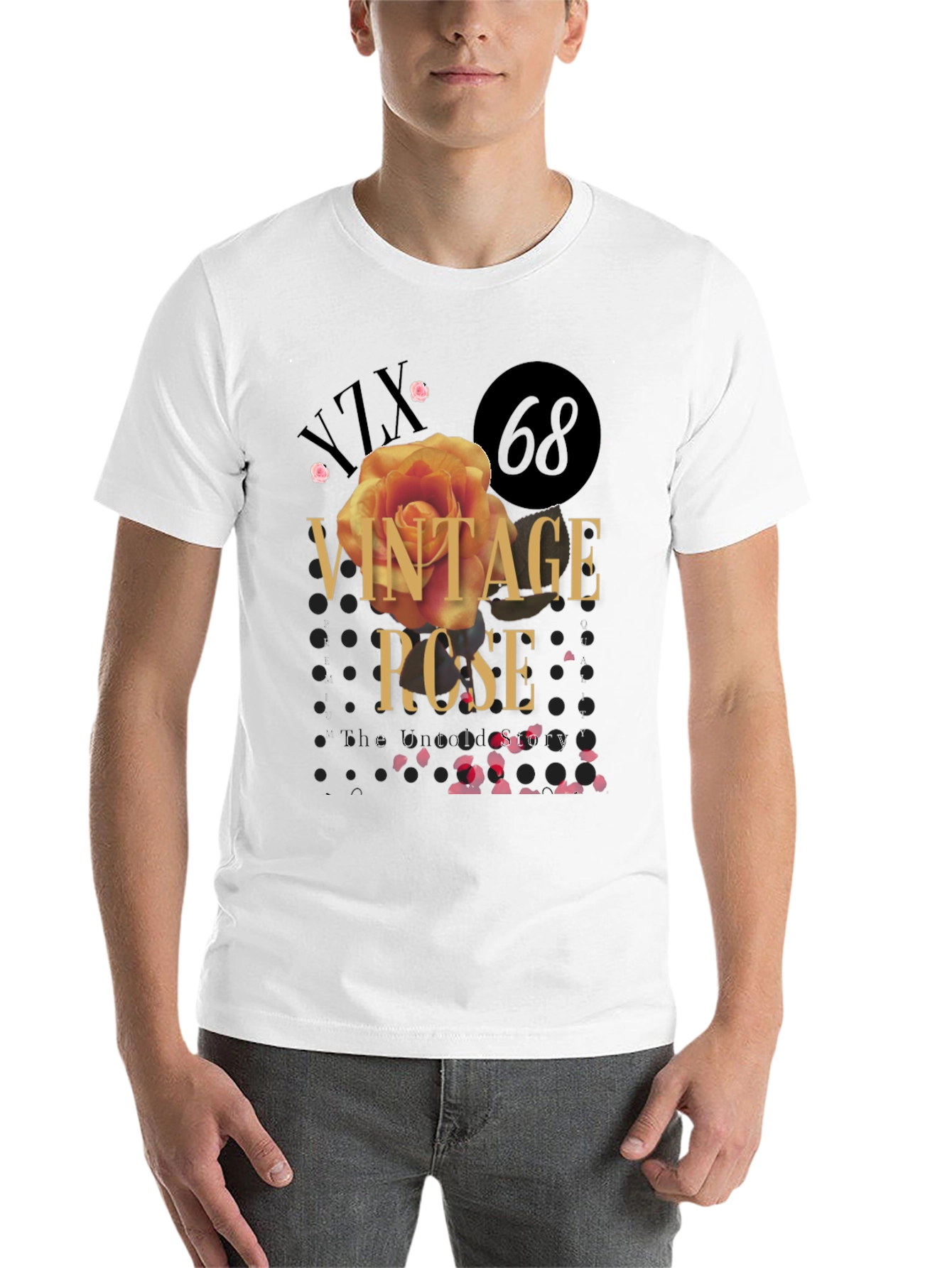 Black Vintage Rose Graphic Tee - Stylish Unisex T-Shirt view 14