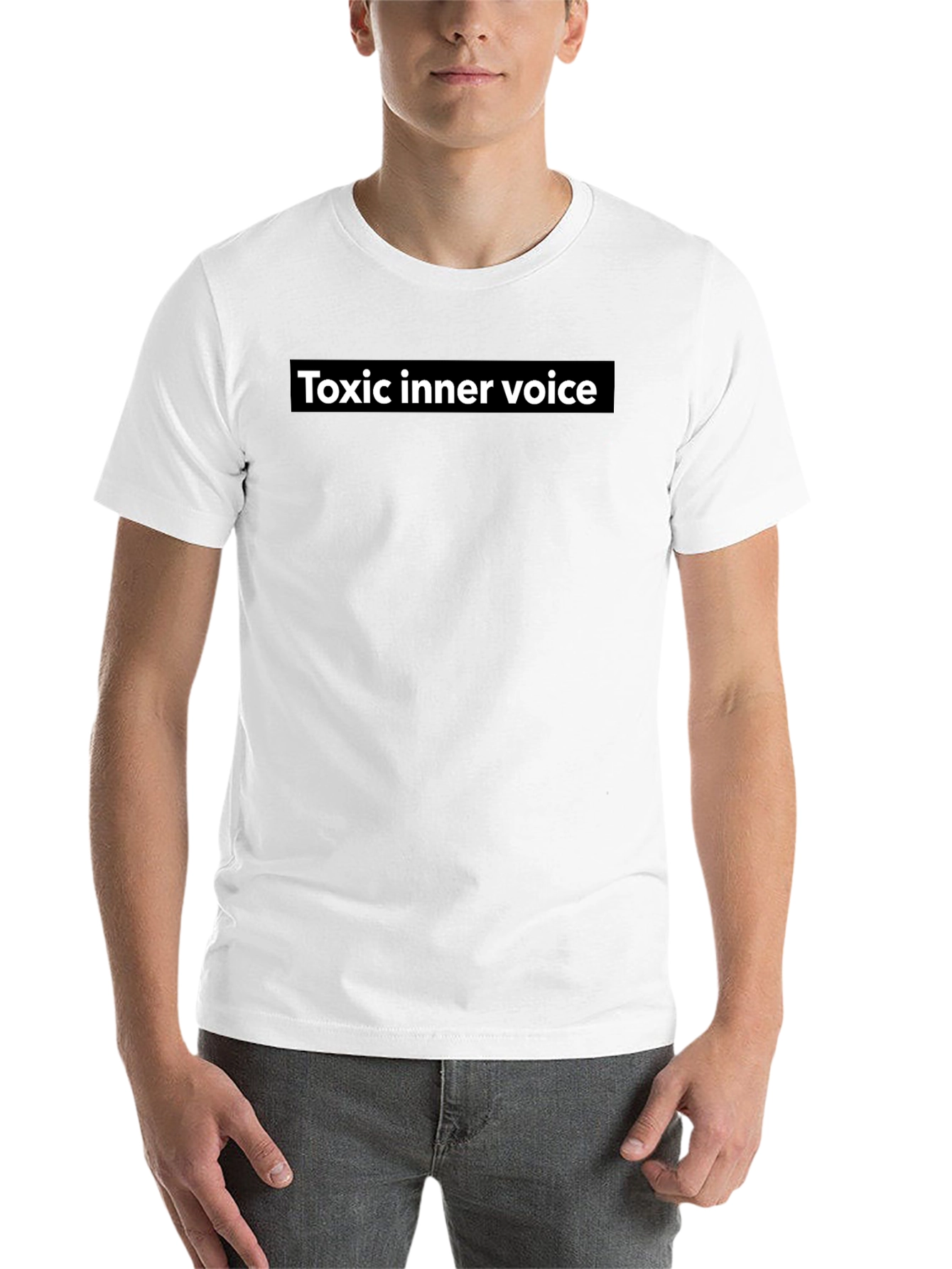 Black Toxic Inner Voice Graphic Tee - Black Casual T-Shirt view 14